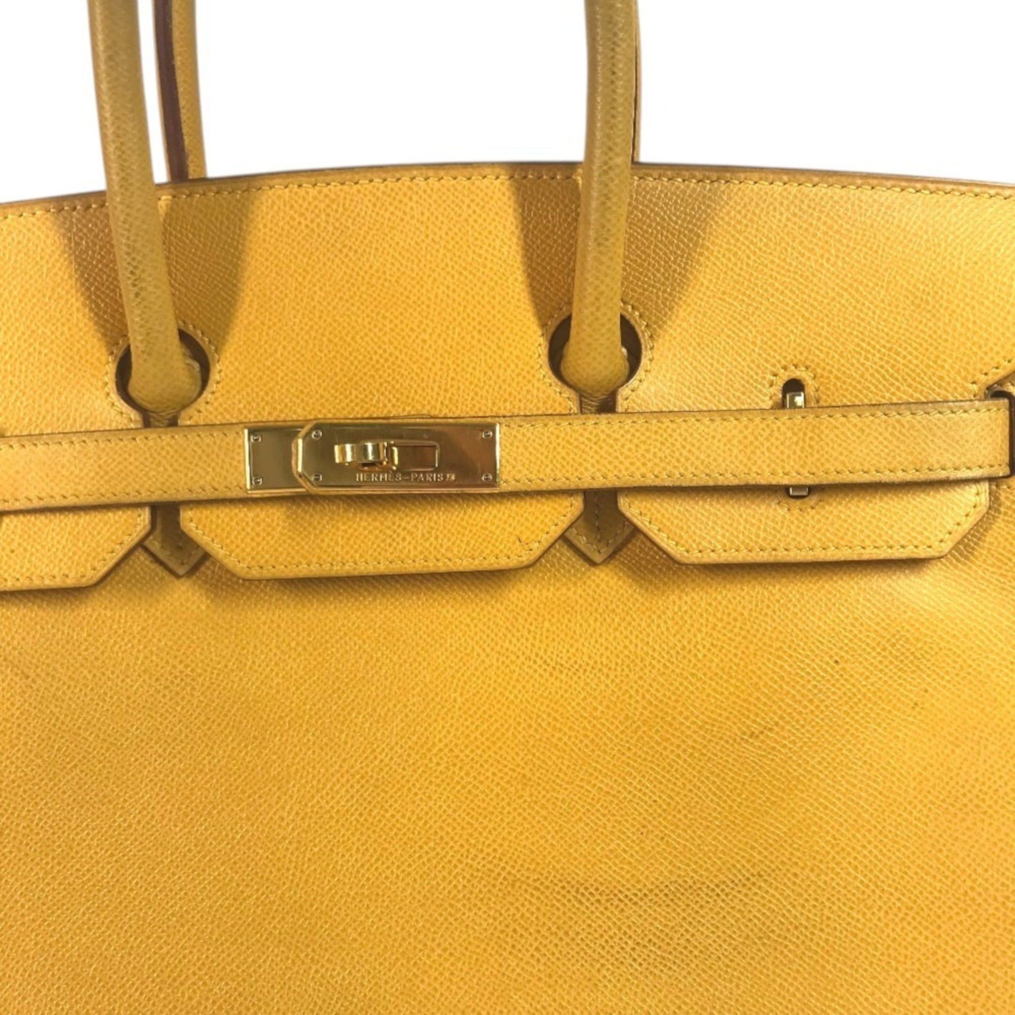 Hermes HERMES Birkin 35 Tote Bag Handbag Leather Men's Women's Jaune Yellow Size ONE SIZE - 5 Thumbnail