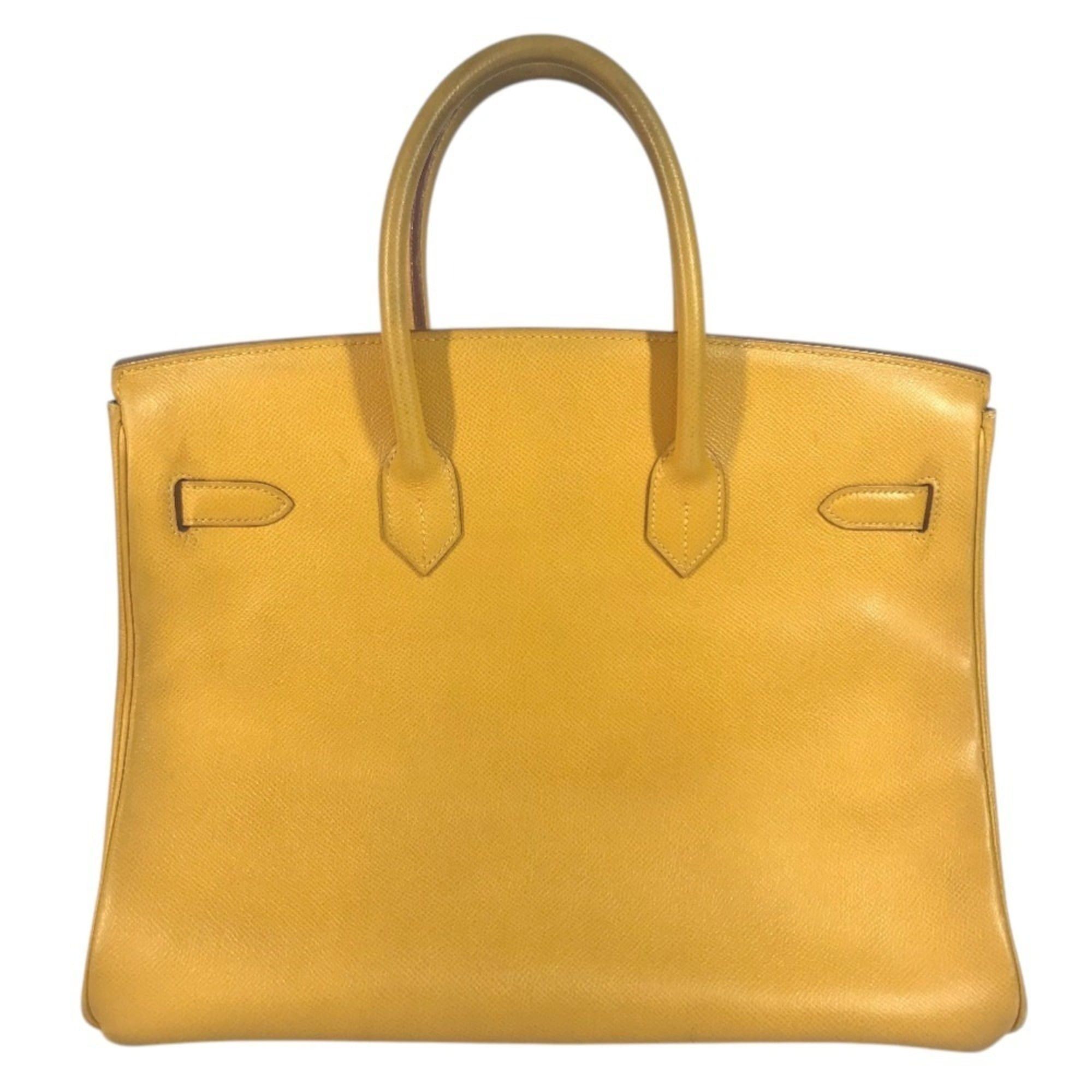 Hermes HERMES Birkin 35 Tote Bag Handbag Leather Men's Women's Jaune Yellow Size ONE SIZE - 3 Thumbnail