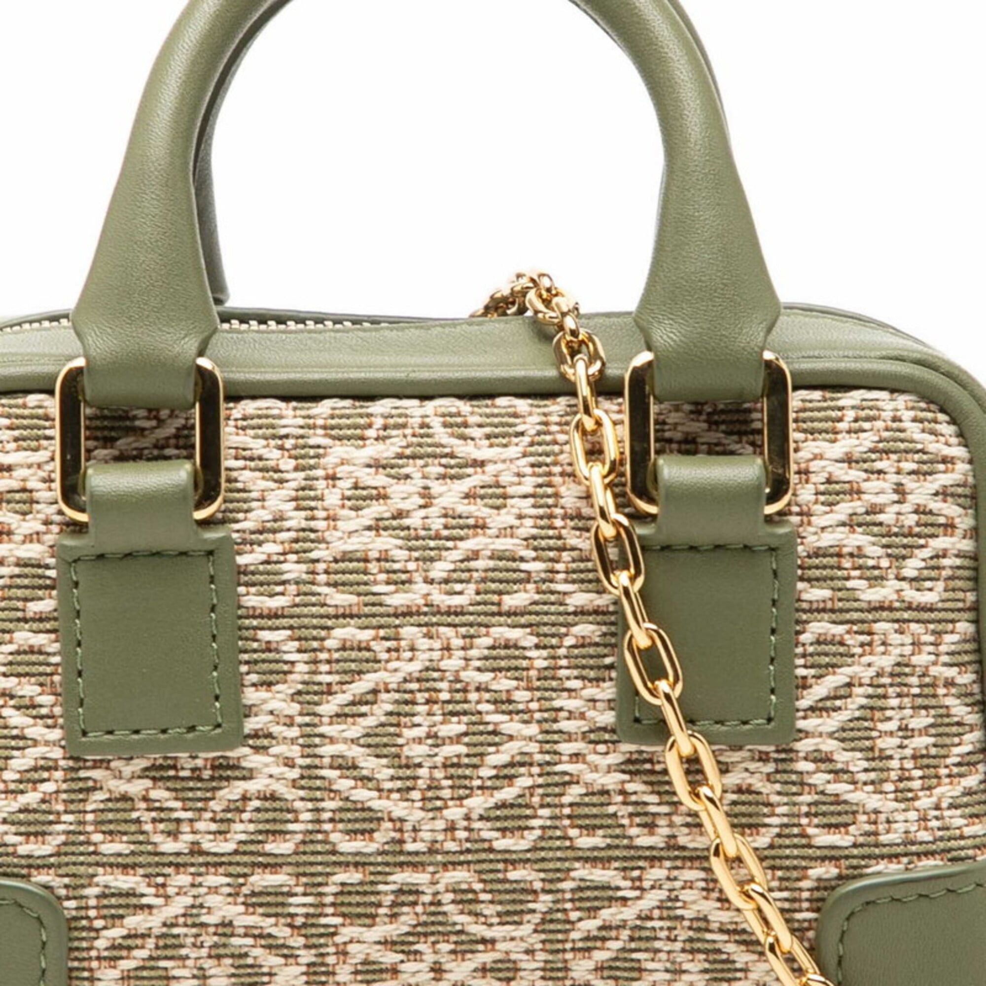 Loewe Loewe Repeat Anagram Amazona 12 Mini Handbag Chain Shoulder Bag 2-Way Green Gold Hardware Canvas Leather Women's LOEWE Size ONE SIZE - 4 Thumbnail
