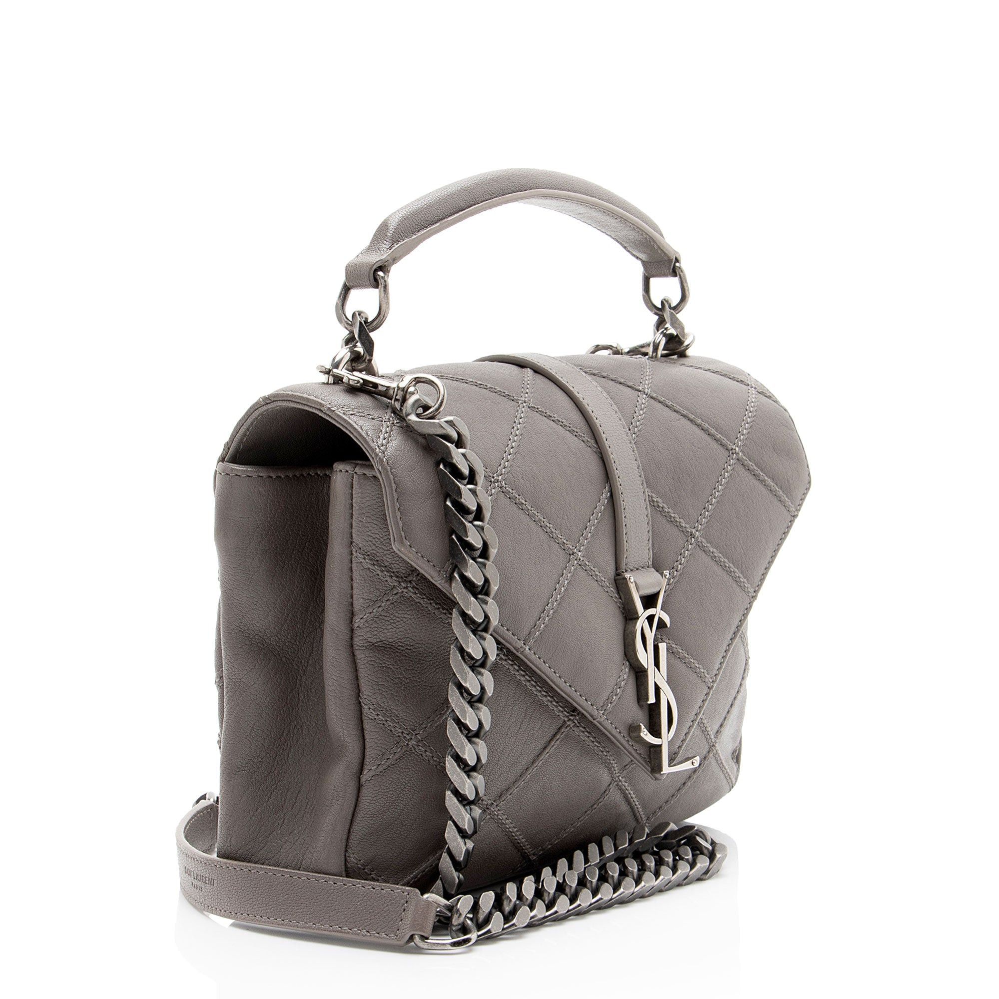 Saint Laurent Paris Saint Laurent Diamond Quilted Leather Monogram College Mediu Size ONE SIZE - 2 Thumbnail