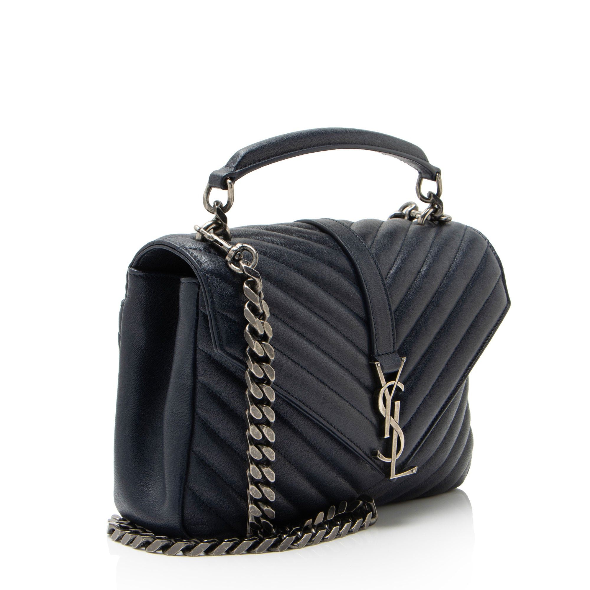Saint Laurent Paris Saint Laurent Matelasse Calfskin Monogram College Medium Sho Size ONE SIZE - 2 Thumbnail