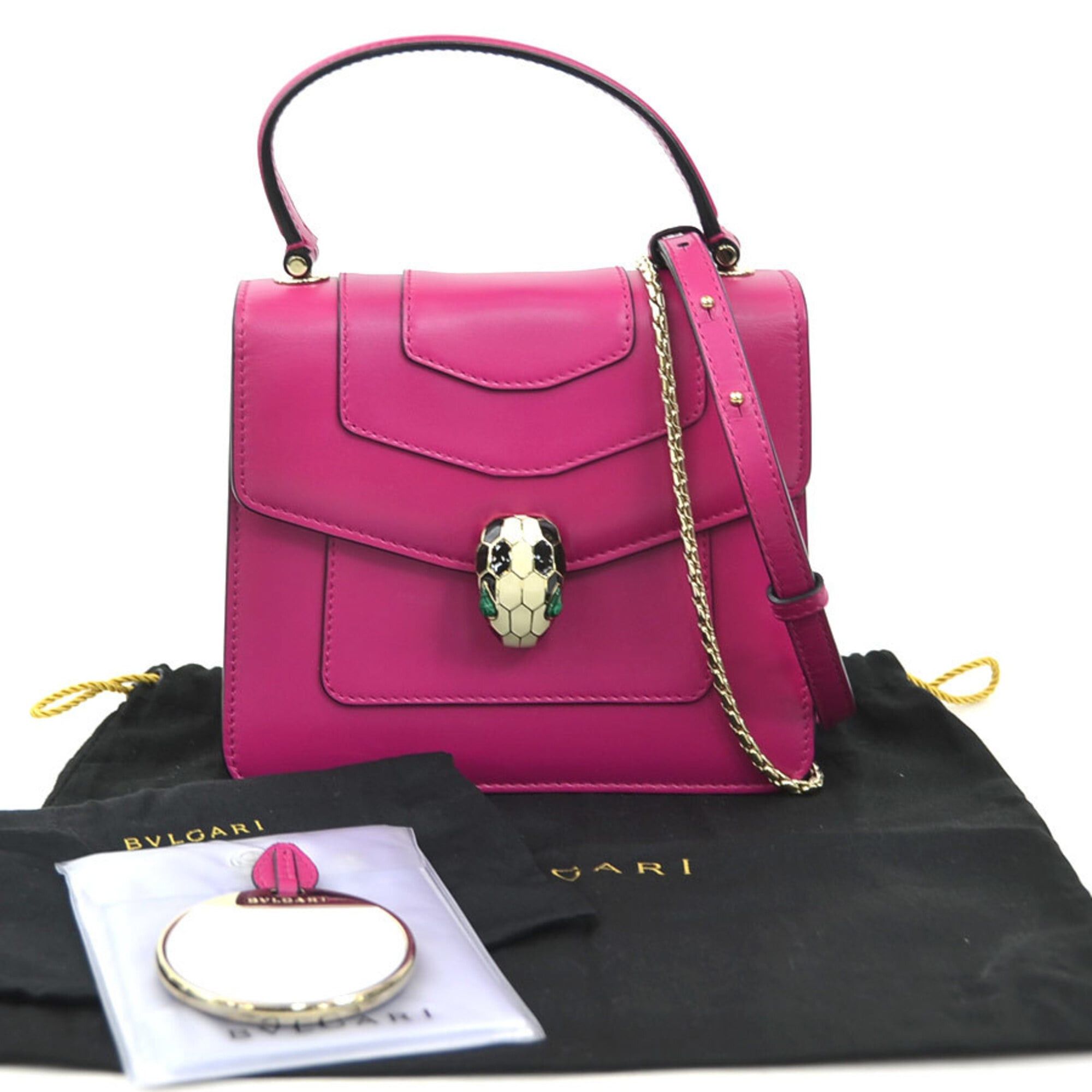 Bvlgari Bulgari BVLGARI Serpenti Forever Leather Handbag Shoulder Bag, Magenta Gold, Women's e62184c Size ONE SIZE - 17 Thumbnail