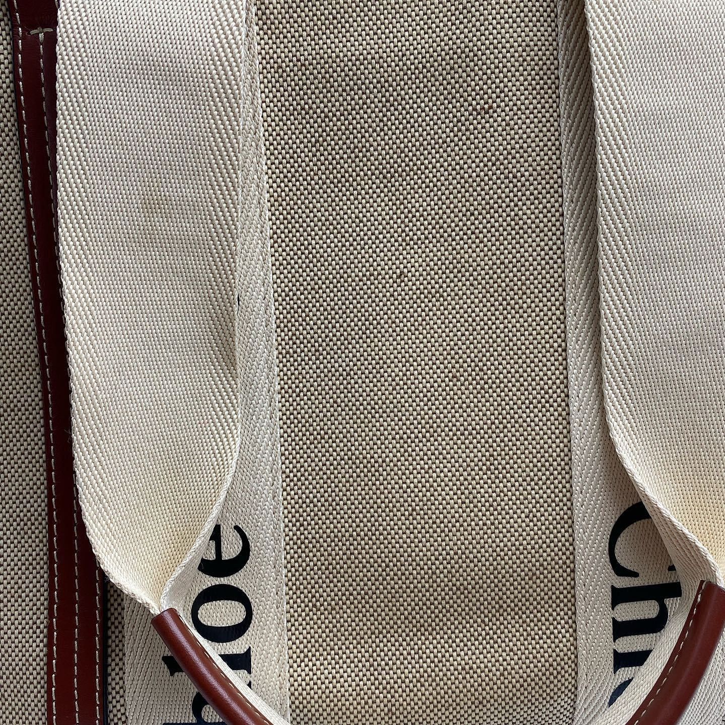 Chloe Chloe Woody Medium Linen Canvas Tote Bag Size ONE SIZE - 16 Thumbnail