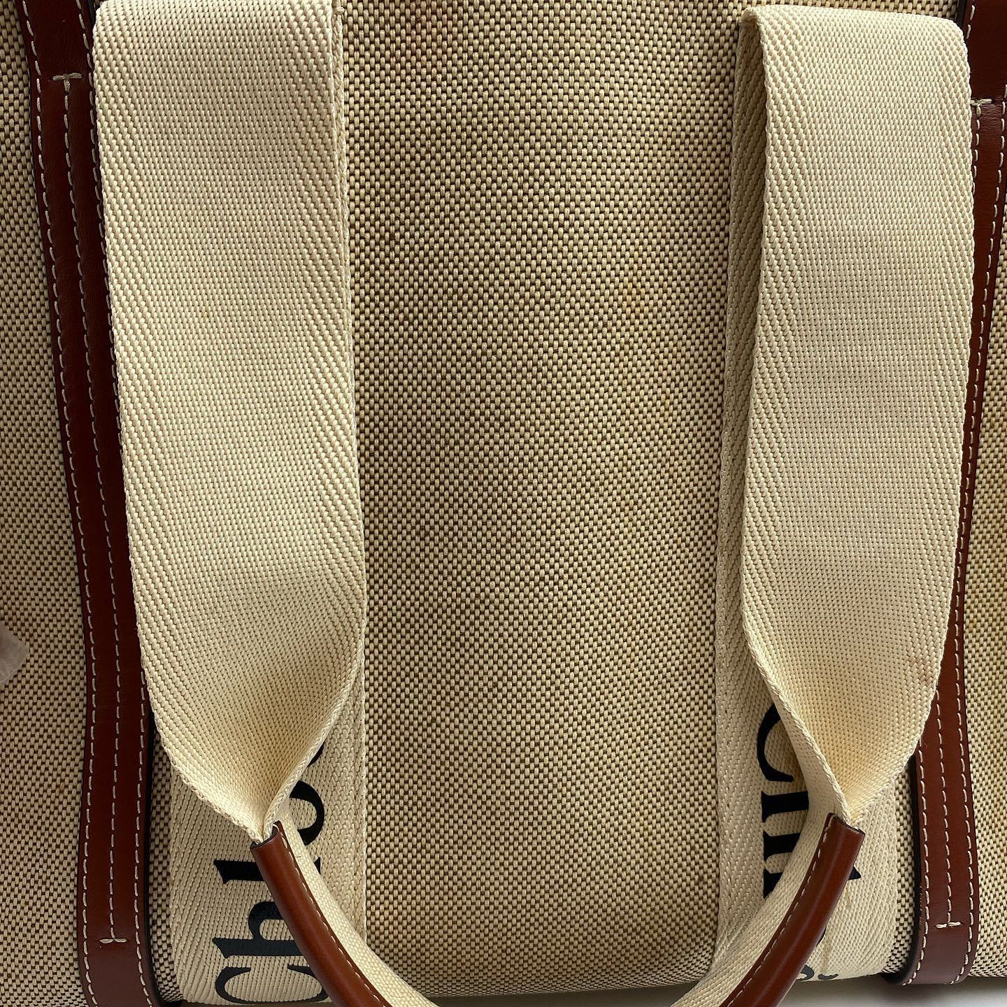 Chloe Chloe Woody Medium Linen Canvas Tote Bag Size ONE SIZE - 9 Thumbnail
