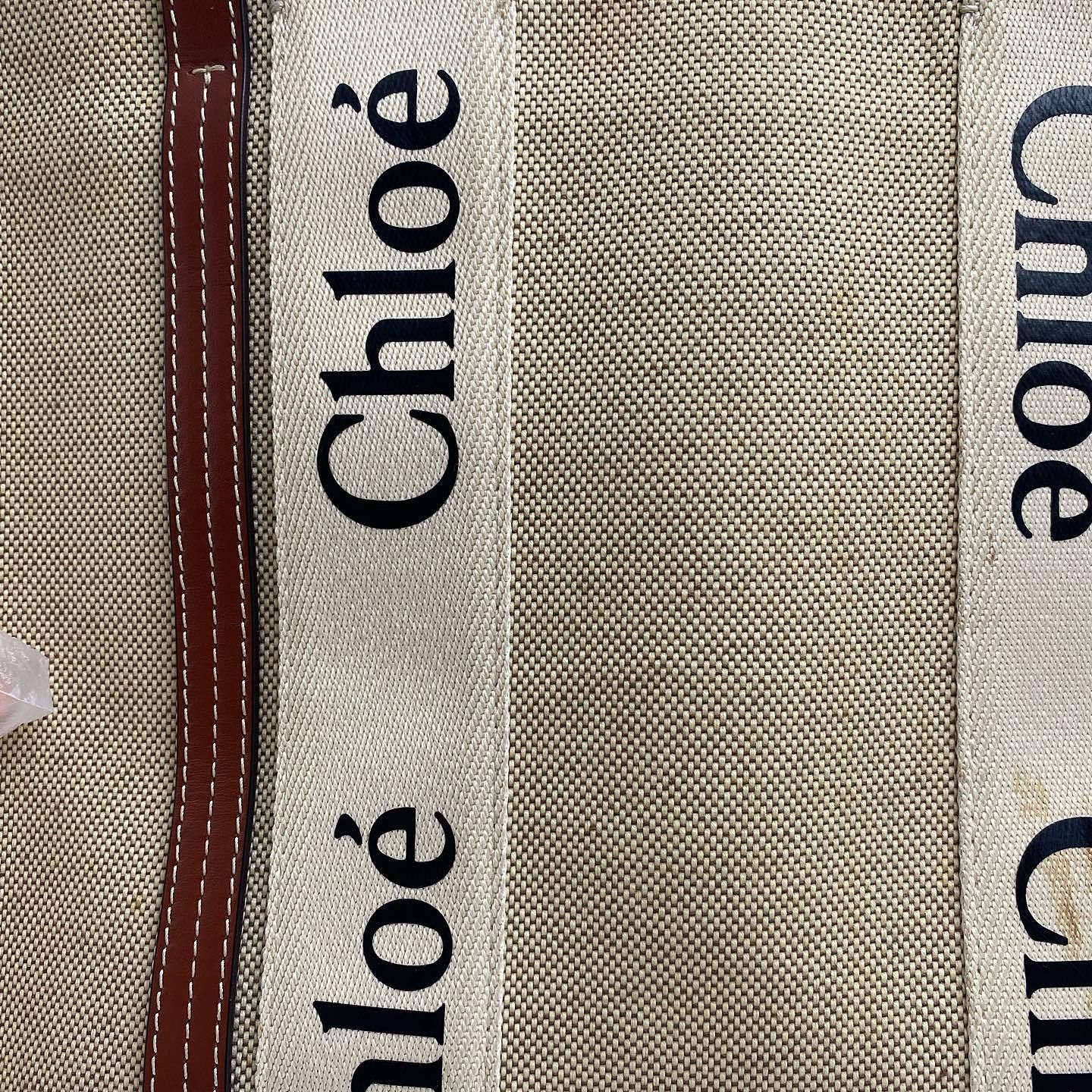 Chloe Chloe Woody Medium Linen Canvas Tote Bag Size ONE SIZE - 7 Thumbnail