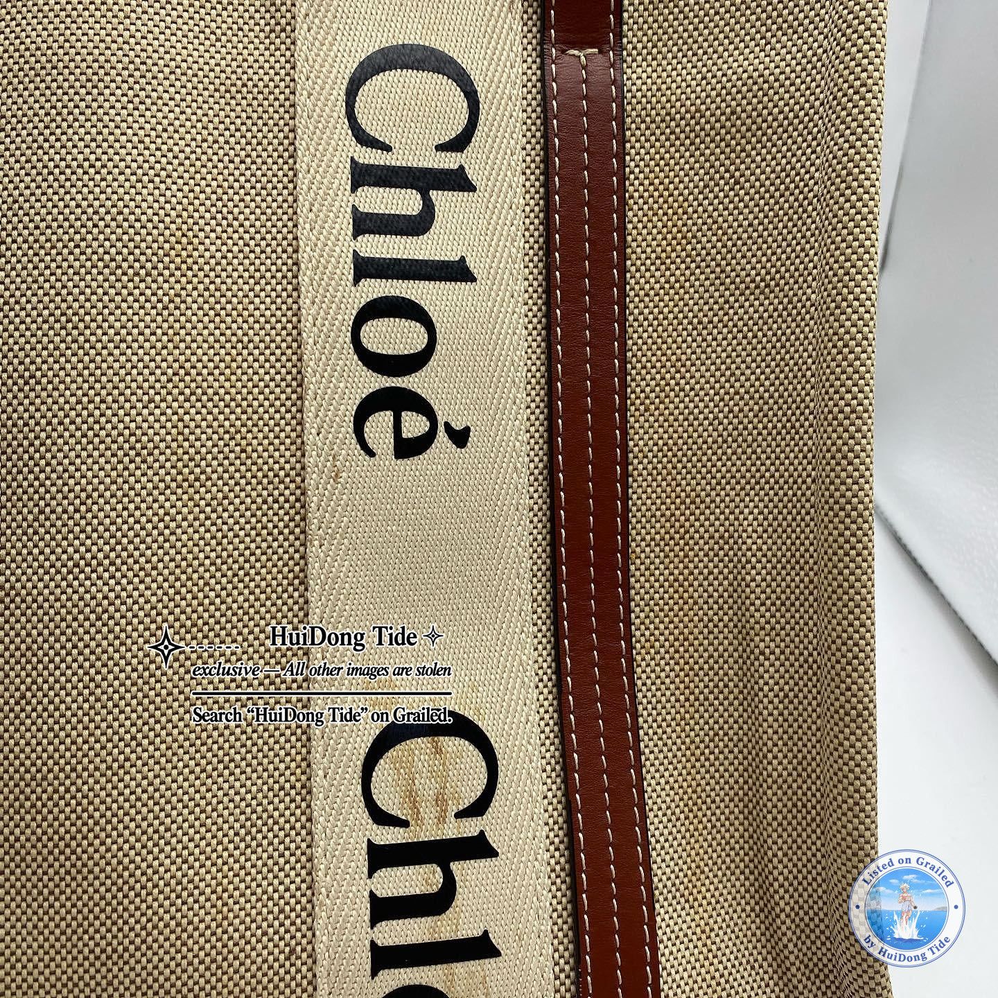 Chloe Chloe Woody Medium Linen Canvas Tote Bag Size ONE SIZE - 8 Thumbnail