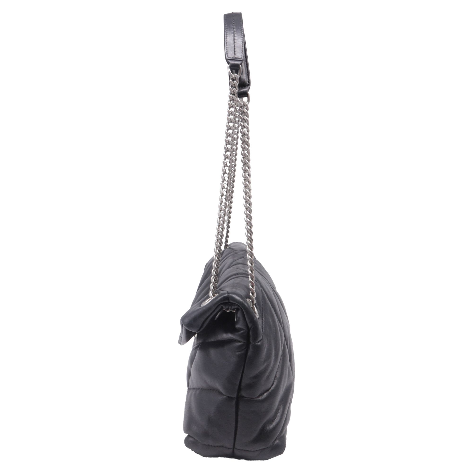 Saint Laurent Paris Saint Laurent Small Puffer Loulou Shoulder Bag in Black Leat Size ONE SIZE - 3 Thumbnail