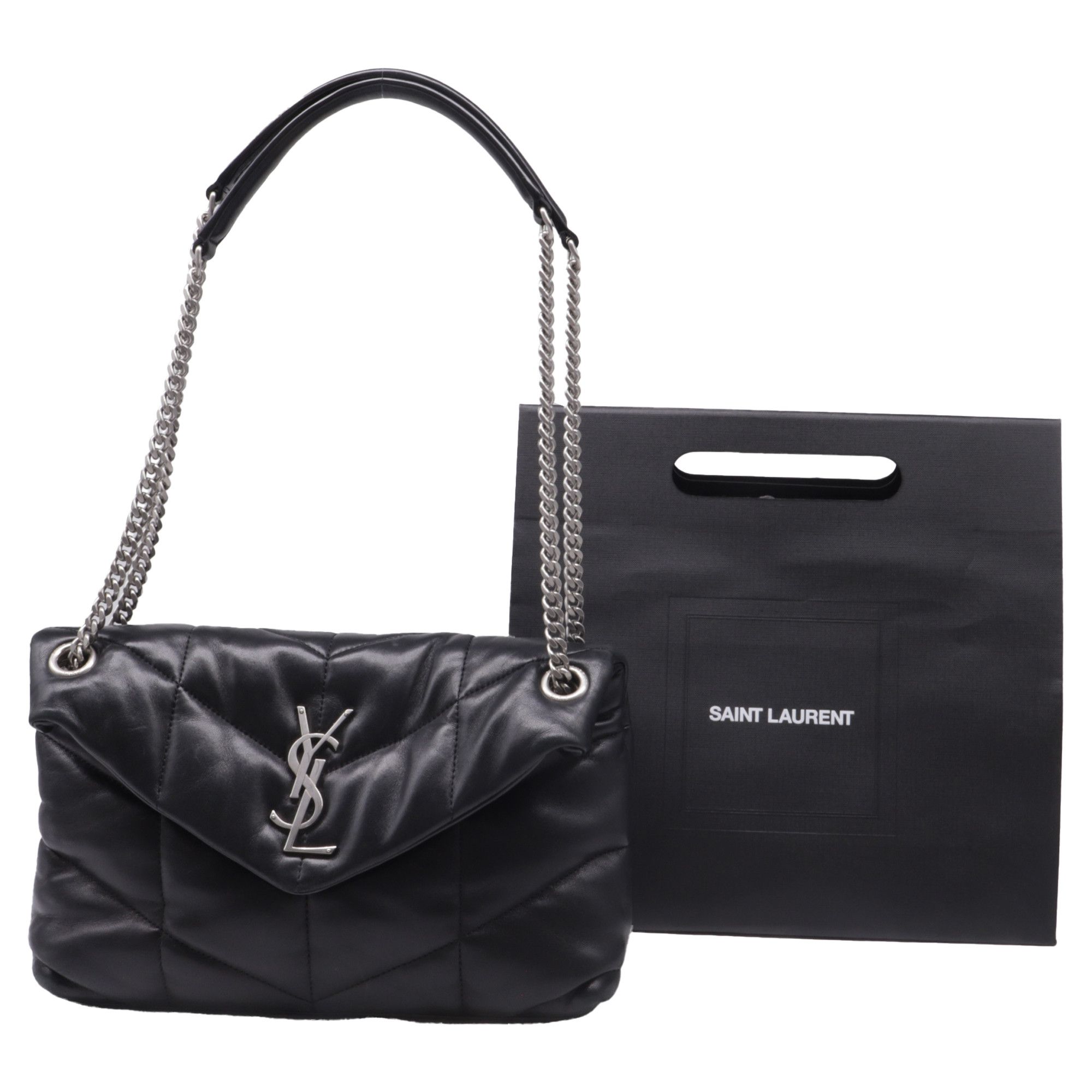 Saint Laurent Paris Saint Laurent Small Puffer Loulou Shoulder Bag in Black Leat Size ONE SIZE - 5 Thumbnail