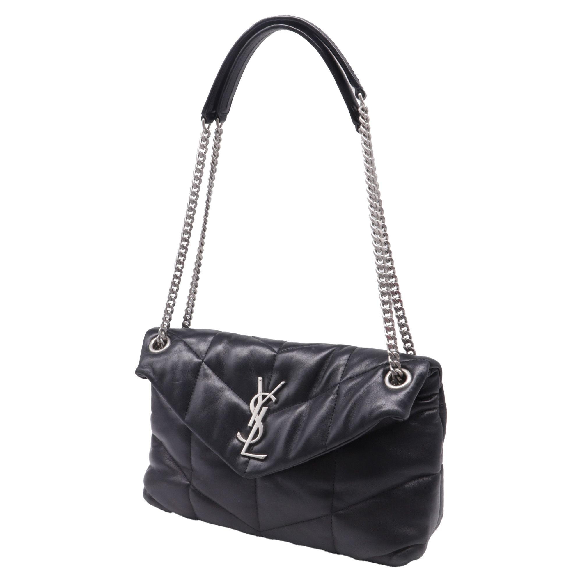 Saint Laurent Paris Saint Laurent Small Puffer Loulou Shoulder Bag in Black Leat Size ONE SIZE - 2 Thumbnail