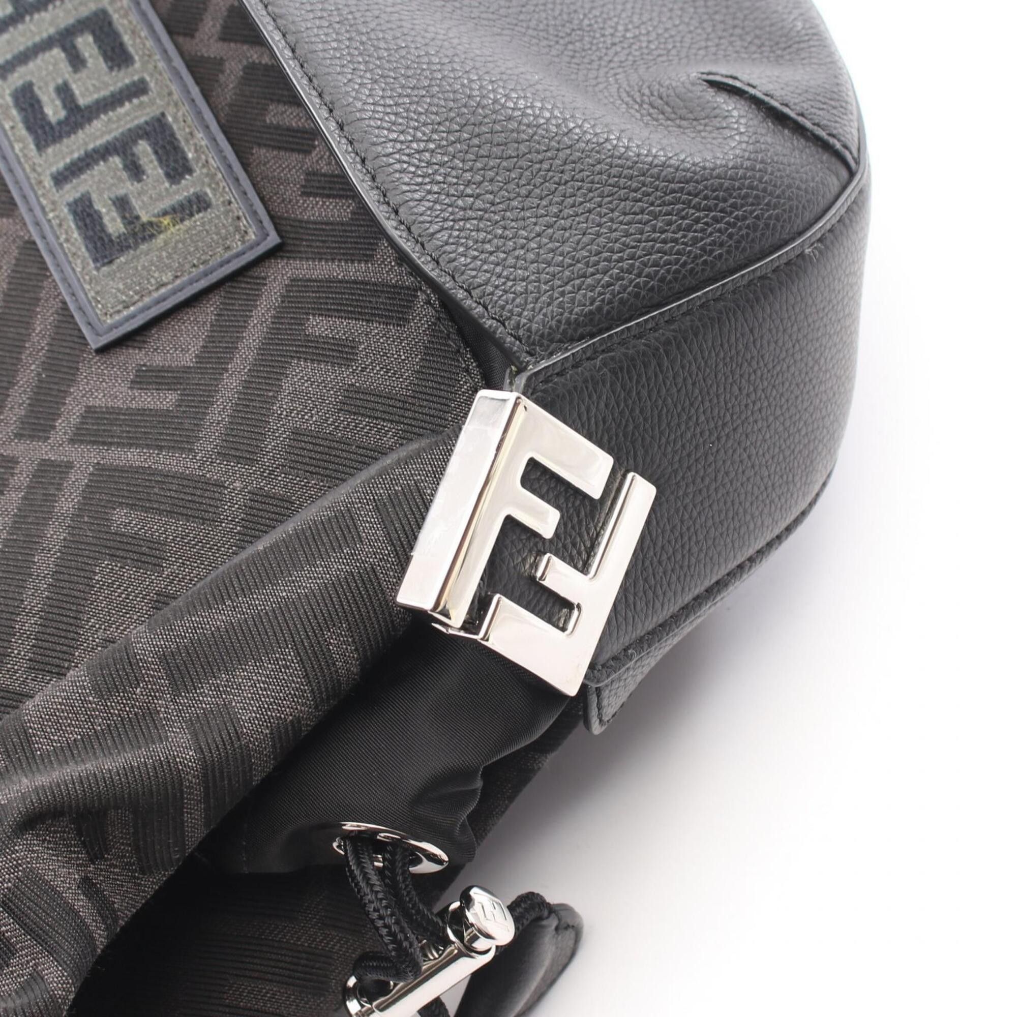 Fendi Fendi FF Jacquard Drive Zucca Backpack/Handbag - Canvas and Leather Men's Gray/Black Size ONE SIZE - 9 Thumbnail