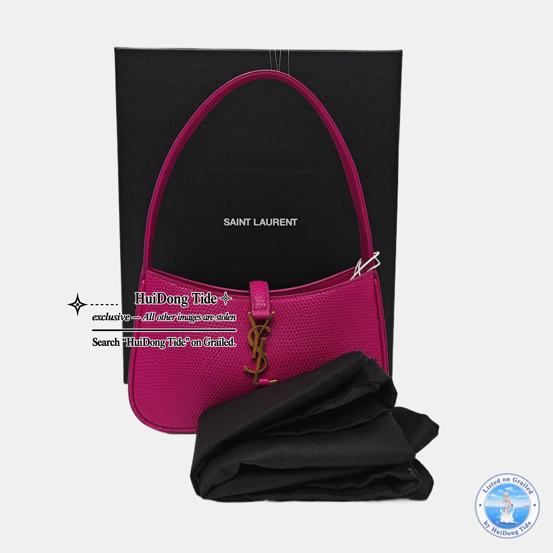 Saint Laurent Paris Saint Laurent Le 5 à 7 Lizard Effect Shoulder Bag Size ONE SIZE - 7 Thumbnail