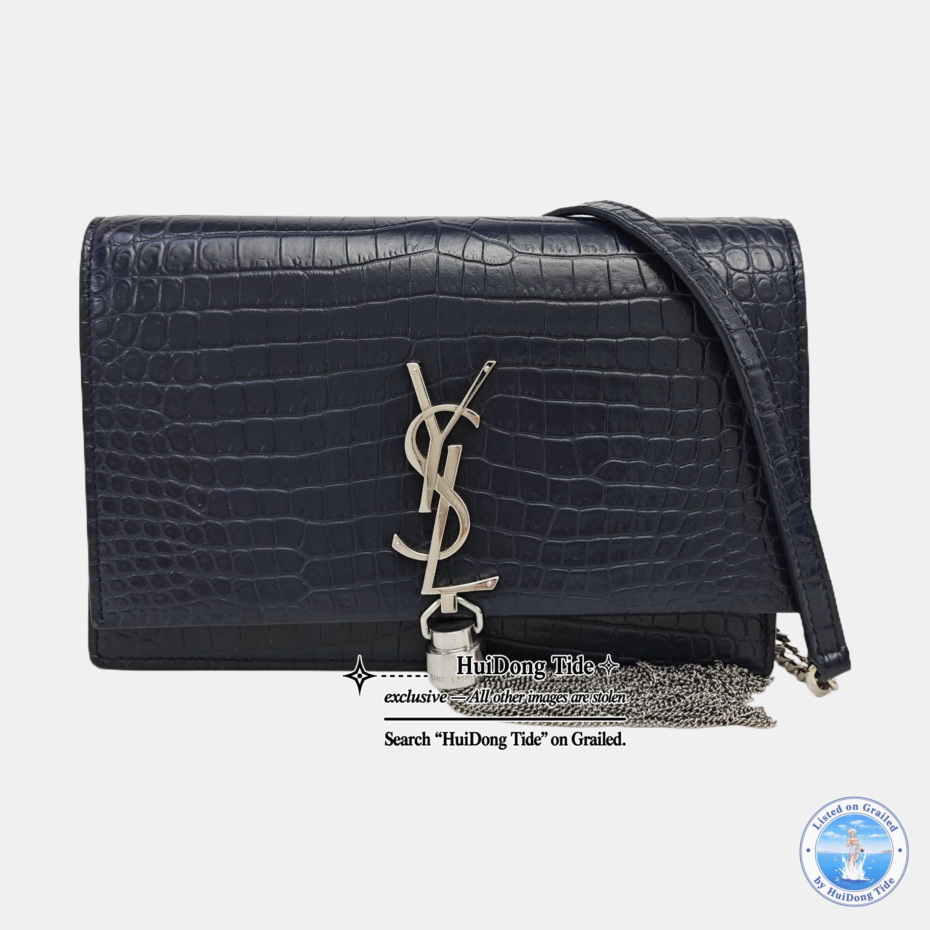 Saint Laurent Paris Saint Laurent Kate Crocodile Embossed Shoulder Bag Size ONE SIZE - 7 Thumbnail