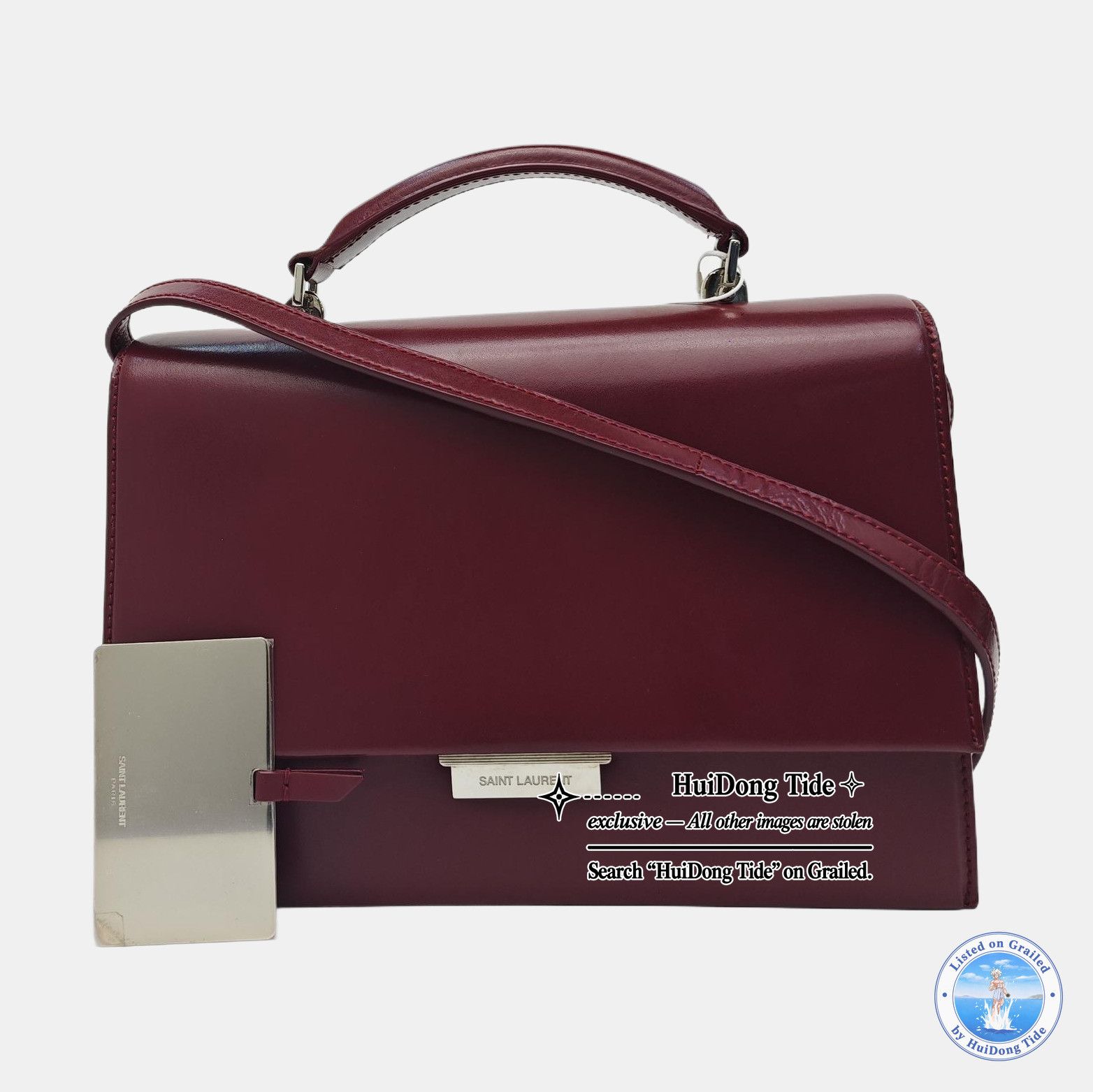 Saint Laurent Paris Saint Laurent Bordeaux Leather Top Handle Bag ONE SIZE Size ONE SIZE - 7 Thumbnail