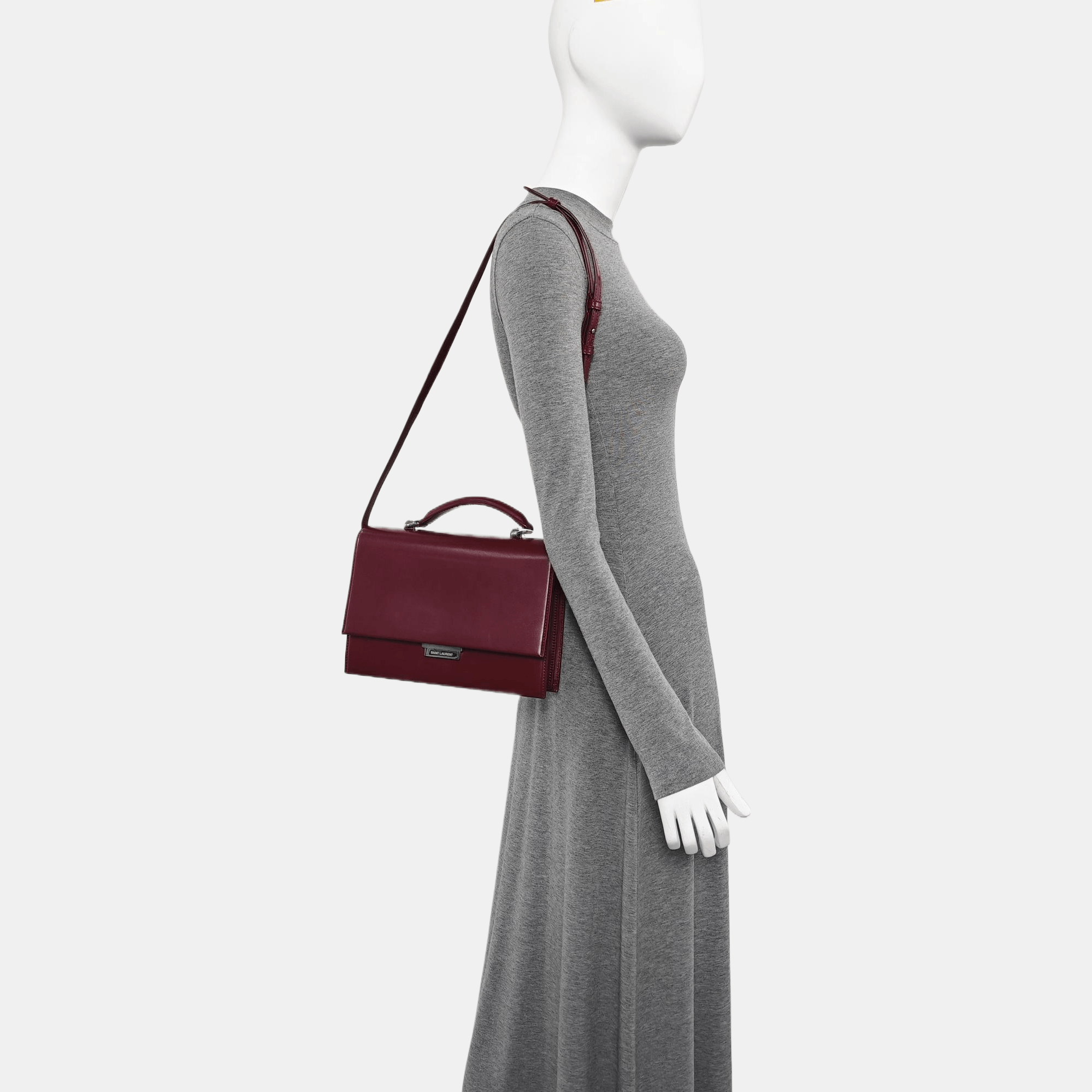 Saint Laurent Paris Saint Laurent Bordeaux Leather Top Handle Bag ONE SIZE Size ONE SIZE - 2 Thumbnail