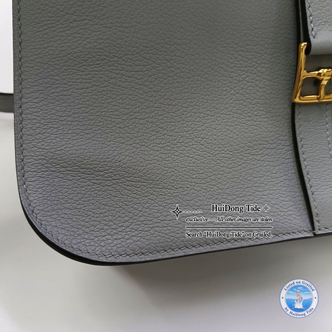 Hermes Hermès Halzan 25 Glacier Blue Evercolor Leather Bag Size ONE SIZE - 10 Thumbnail