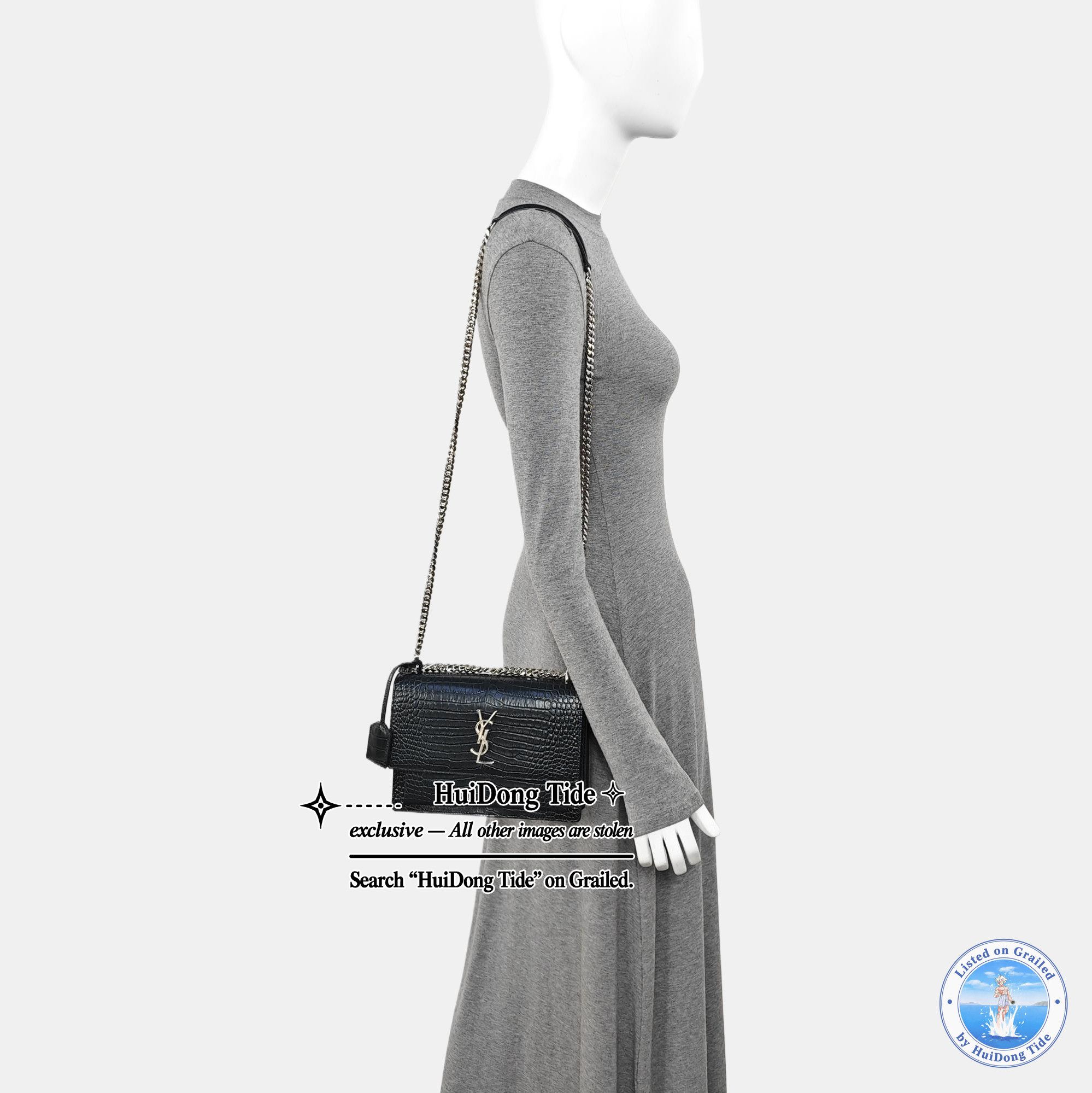 Saint Laurent Paris Saint Laurent Sunset Crocodile-Embossed Shoulder Bag Size ONE SIZE - 2 Thumbnail