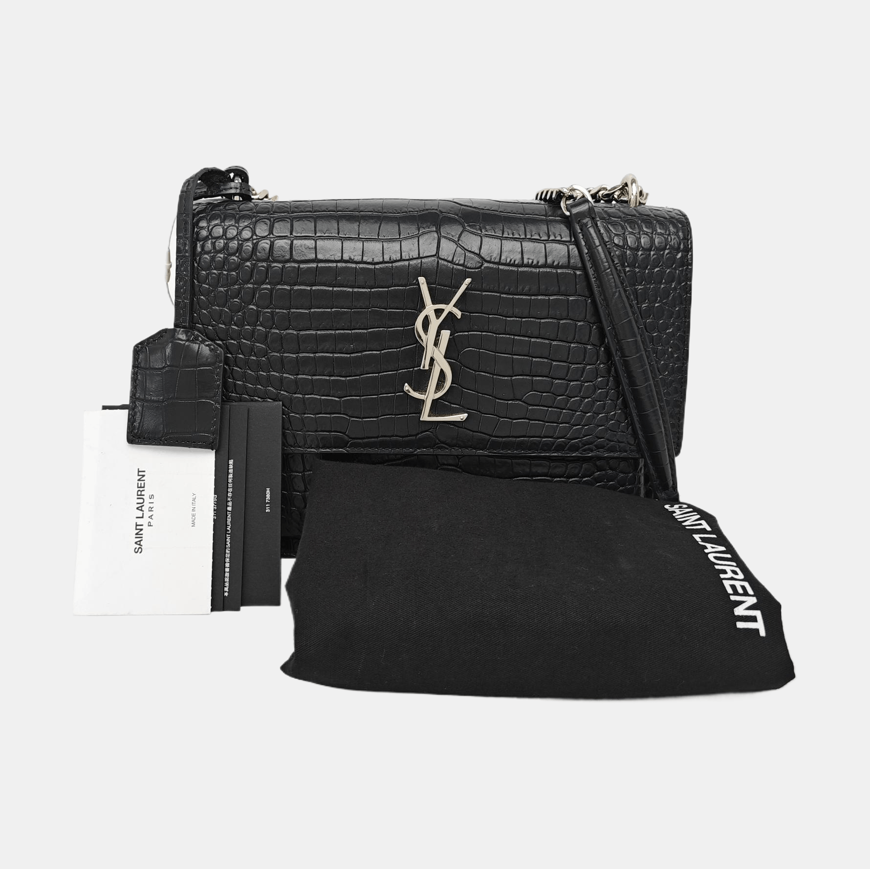 Saint Laurent Paris Saint Laurent Sunset Crocodile-Embossed Shoulder Bag Size ONE SIZE - 7 Thumbnail