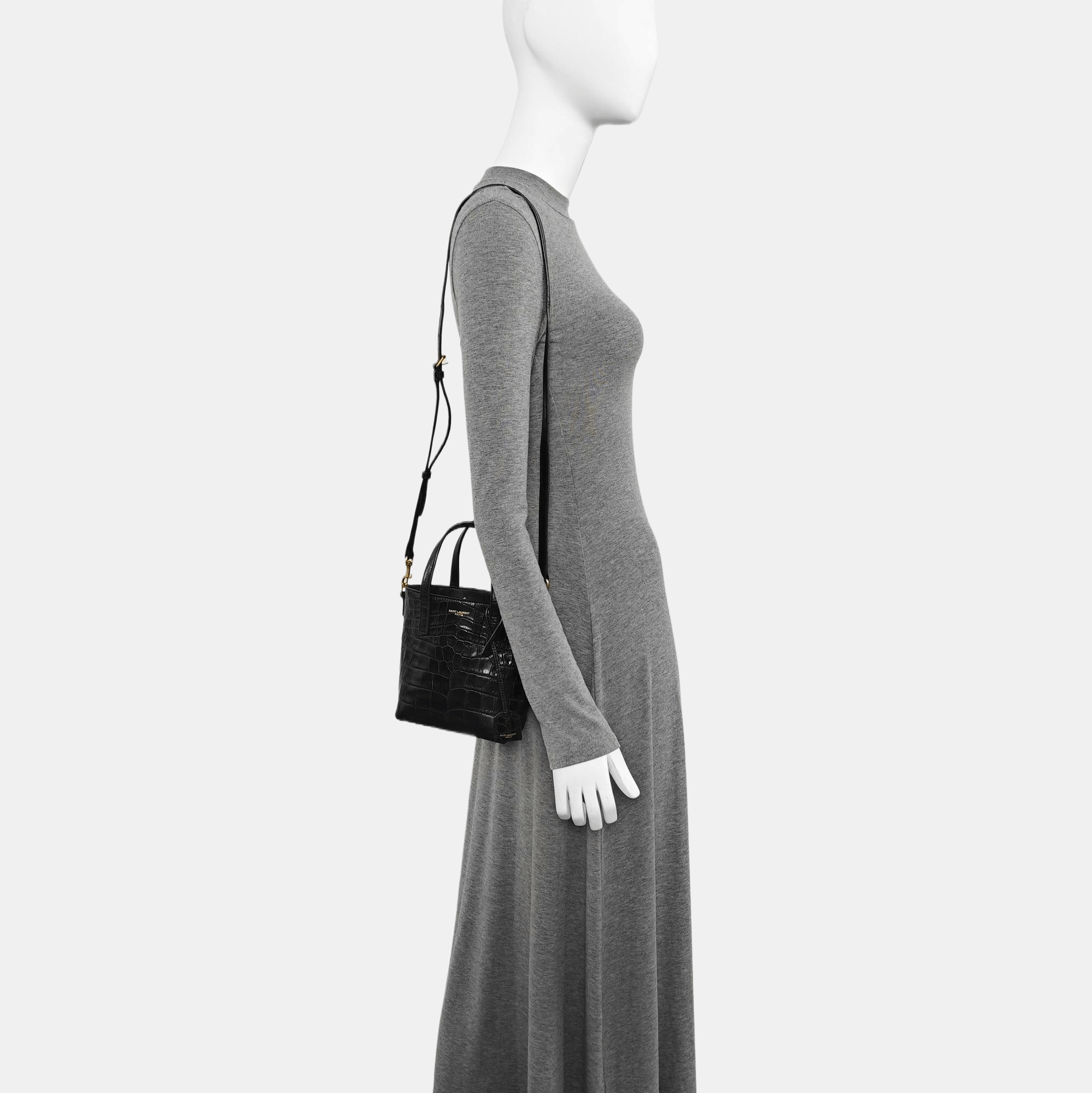Saint Laurent Paris Saint Laurent Croc Embossed Leather Handle Bag ONE SIZE Size ONE SIZE - 2 Thumbnail