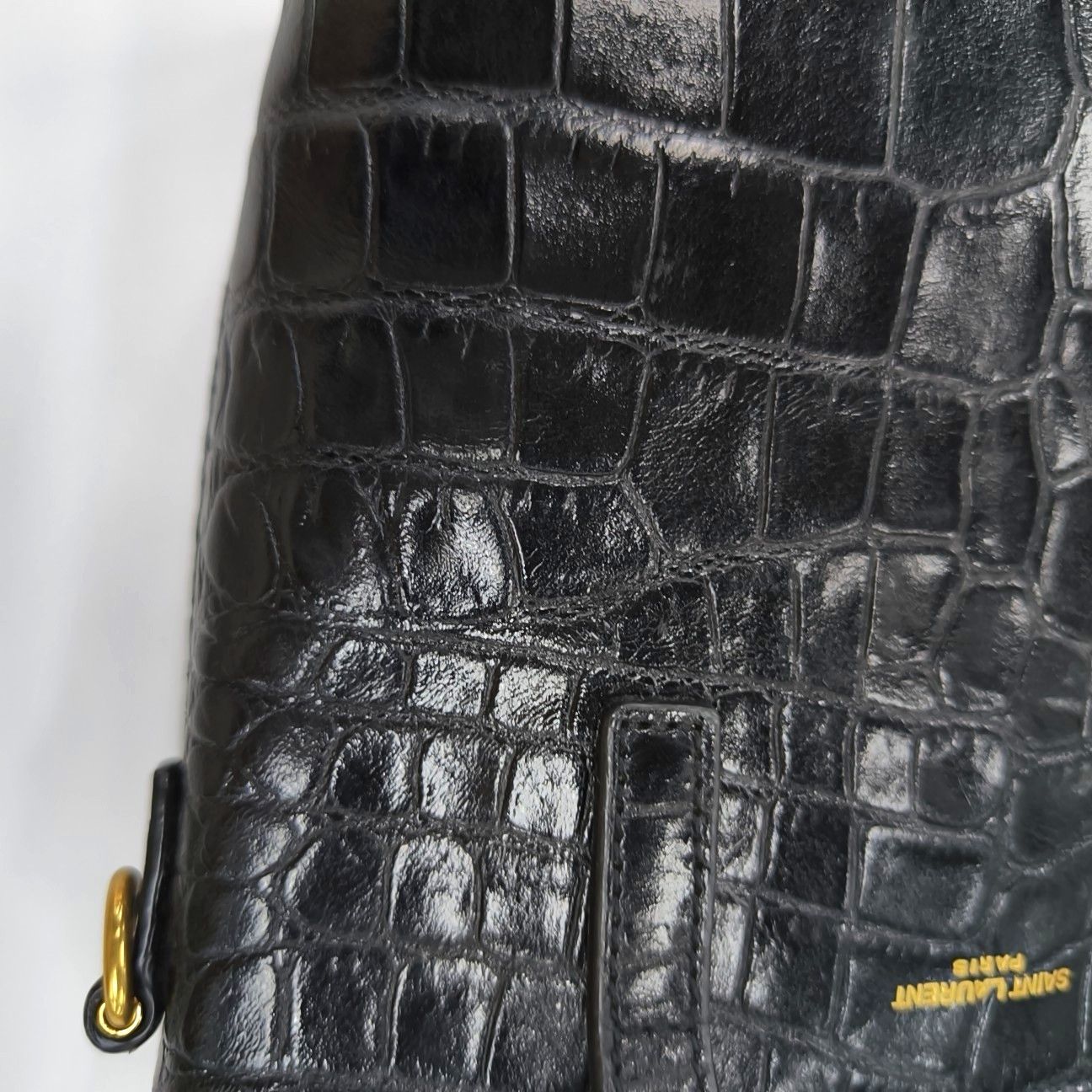 Saint Laurent Paris Saint Laurent Croc Embossed Leather Handle Bag ONE SIZE Size ONE SIZE - 8 Thumbnail