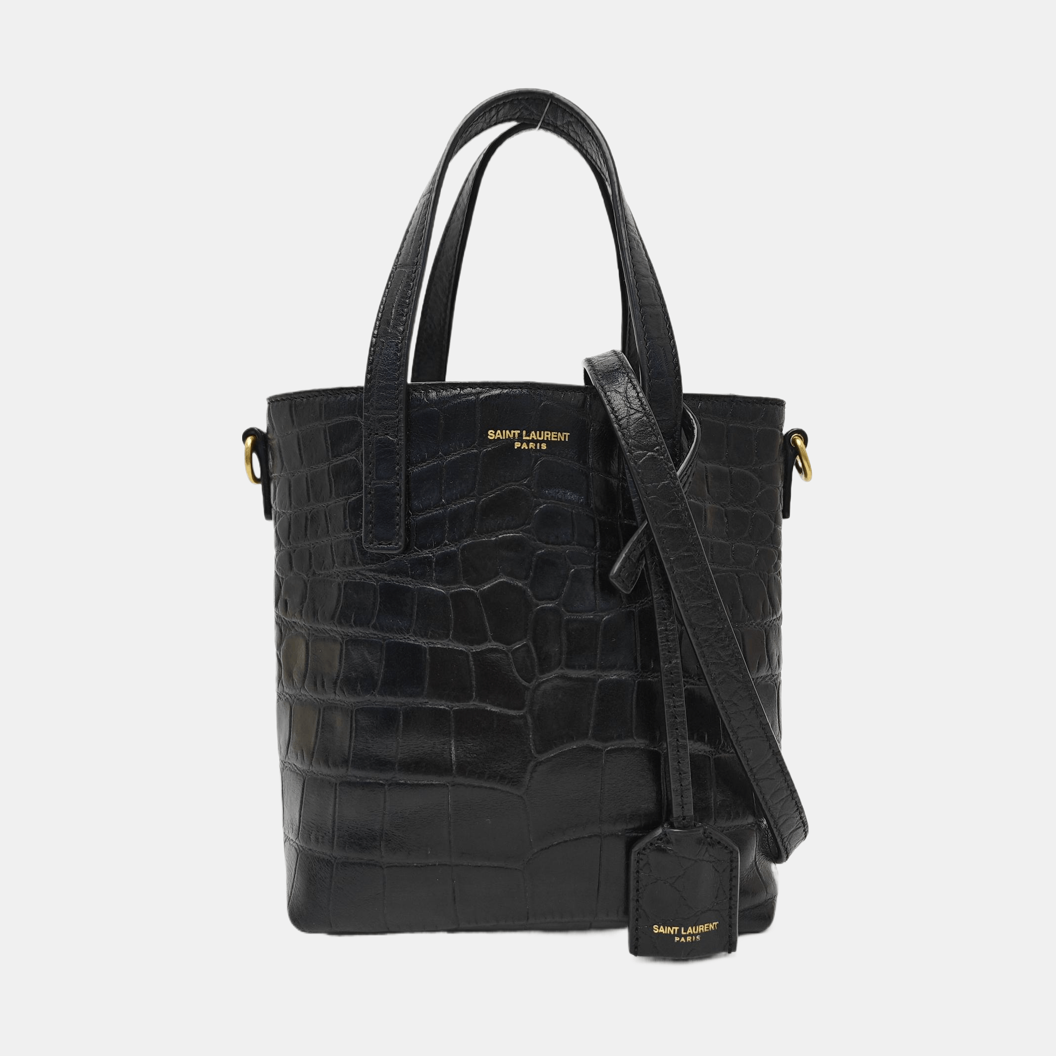 Saint Laurent Paris Saint Laurent Croc Embossed Leather Handle Bag ONE SIZE Size ONE SIZE - 7 Thumbnail