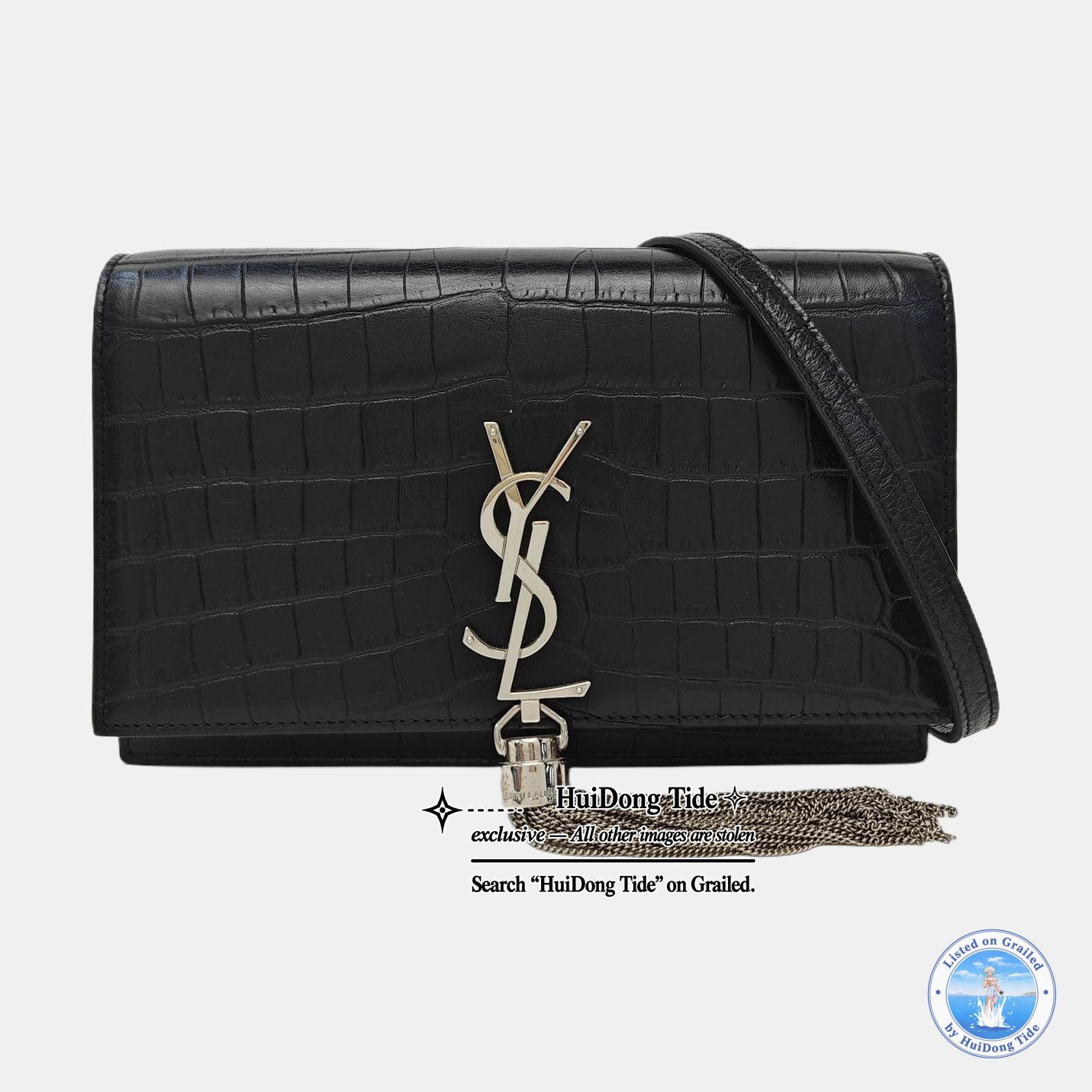 Saint Laurent Paris Saint Laurent Kate Crocodile Embossed WOC Bag Size ONE SIZE - 7 Thumbnail