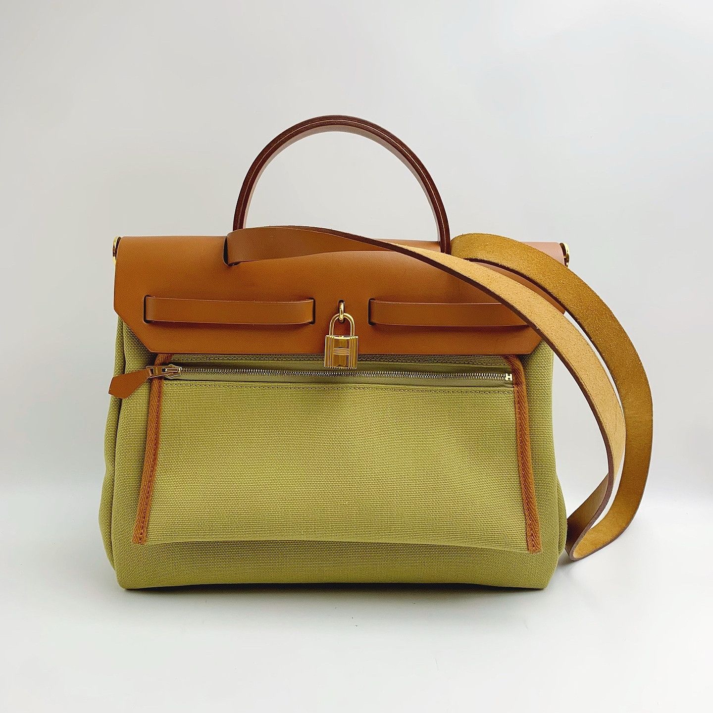 Hermes Hermès Herbag 30 Canvas Leather Handle Bag Size ONE SIZE - 2 Thumbnail