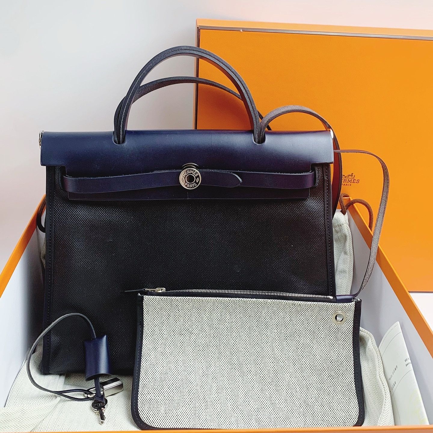 Hermes Hermès Herbag 31 Canvas Leather Handle Bag Size ONE SIZE - 6 Thumbnail