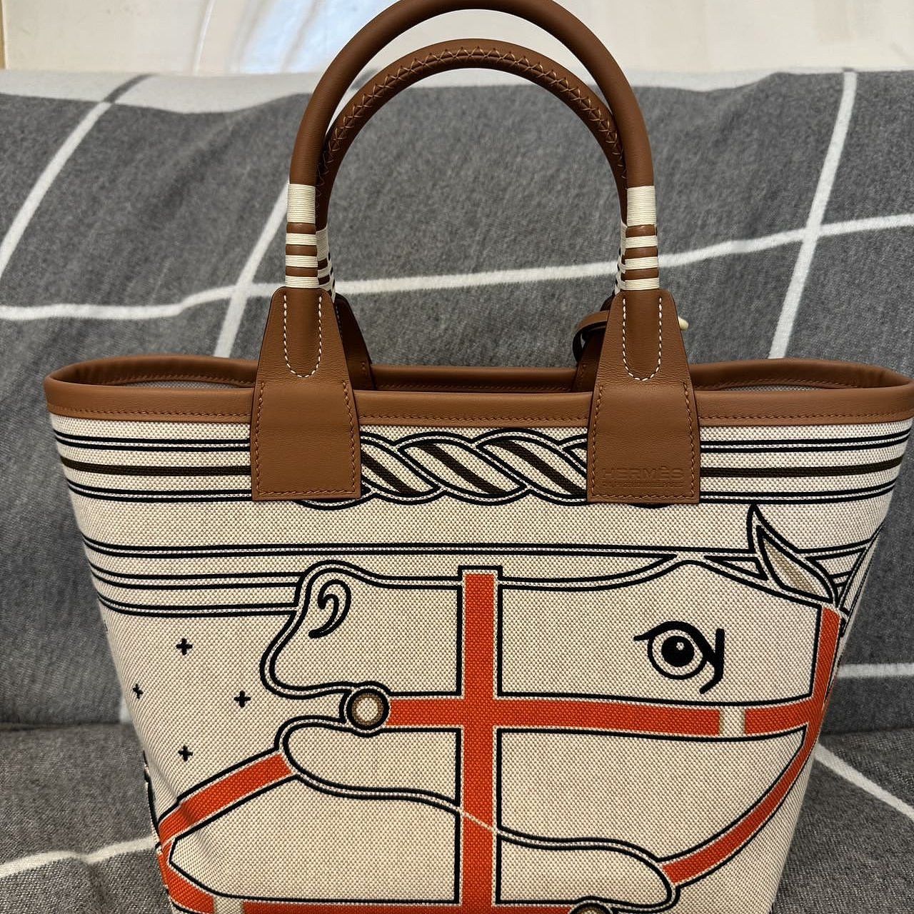 Hermes Hermès Steeple 25 Horse Print Canvas Tote Bag Size ONE SIZE - 6 Thumbnail