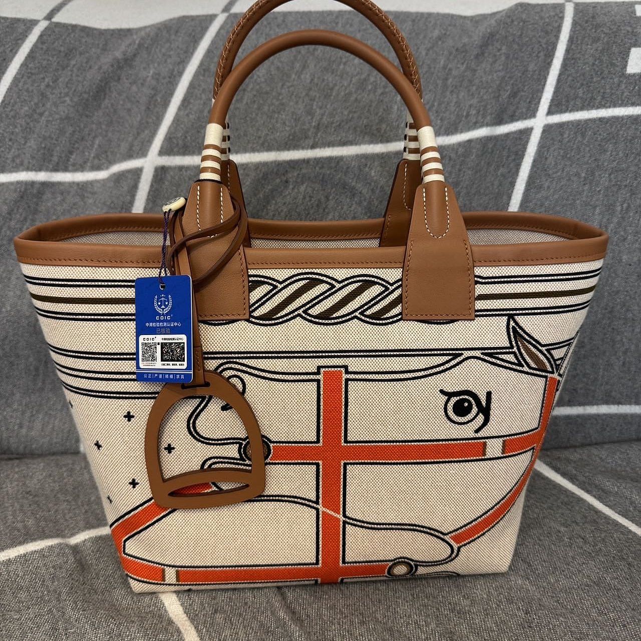 Hermes Hermès Steeple 25 Horse Print Canvas Tote Bag Size ONE SIZE - 5 Thumbnail