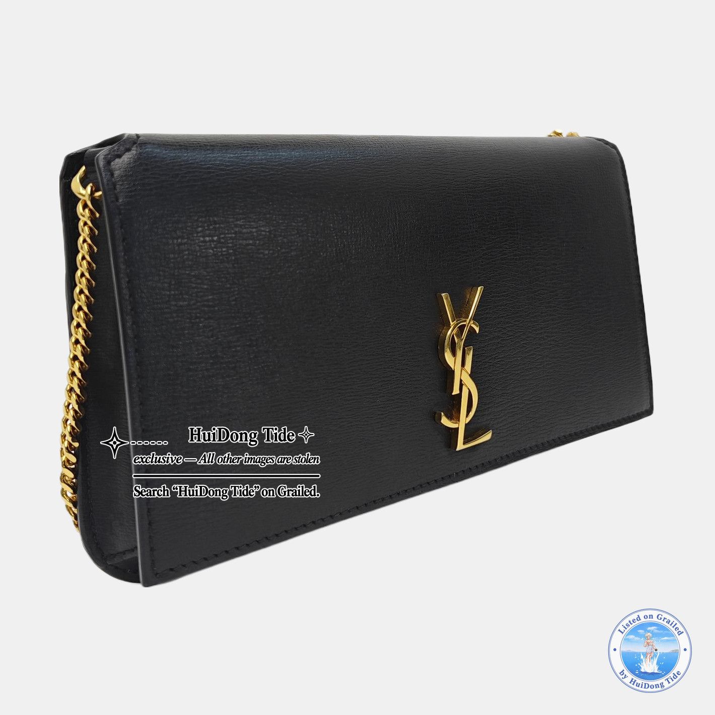 Saint Laurent Paris Saint Laurent Monogram Leather Shoulder Bag Black Size ONE SIZE - 3 Thumbnail