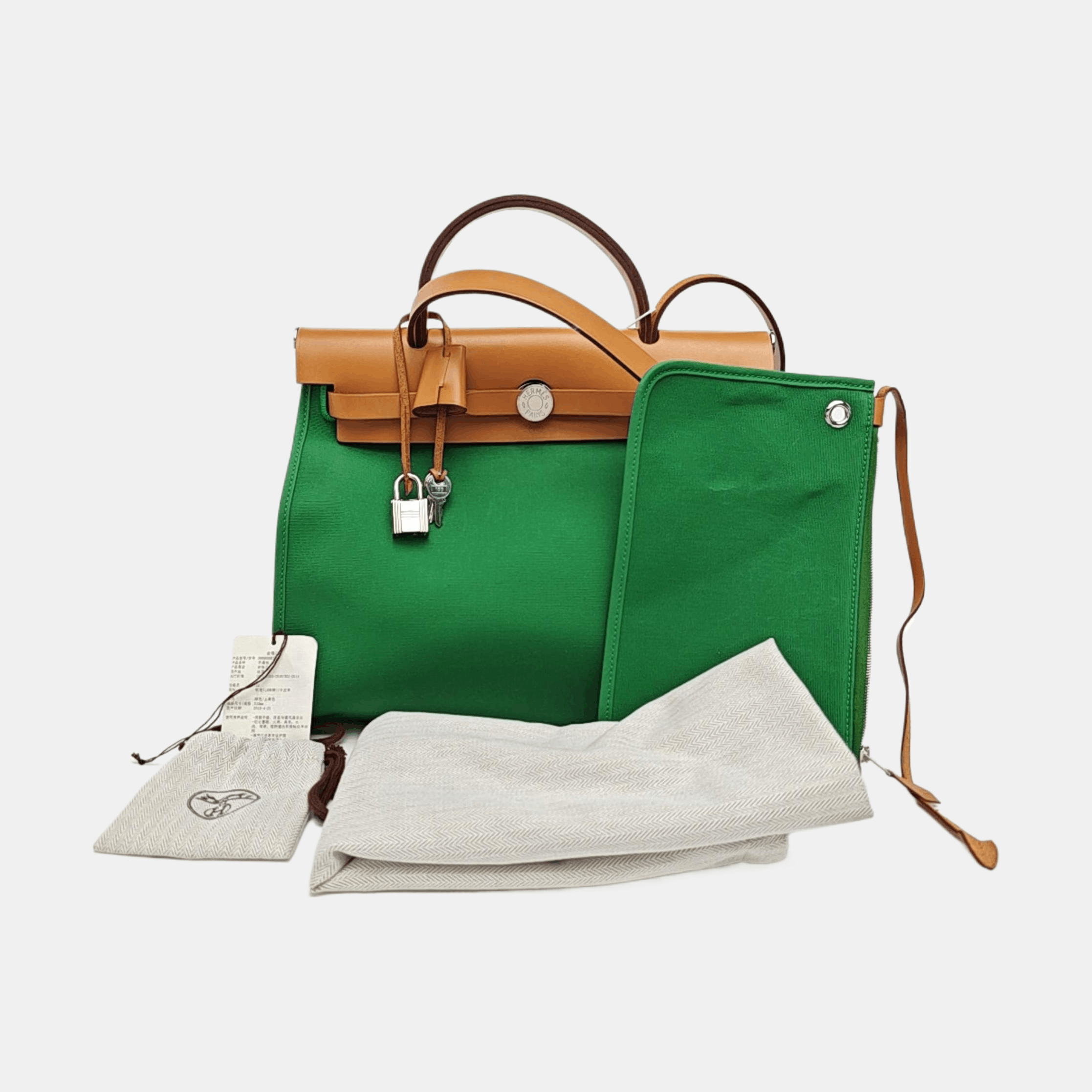Hermes HERMÈS Bamboo Green Canvas Herbag 31 Size ONE SIZE - 8 Thumbnail