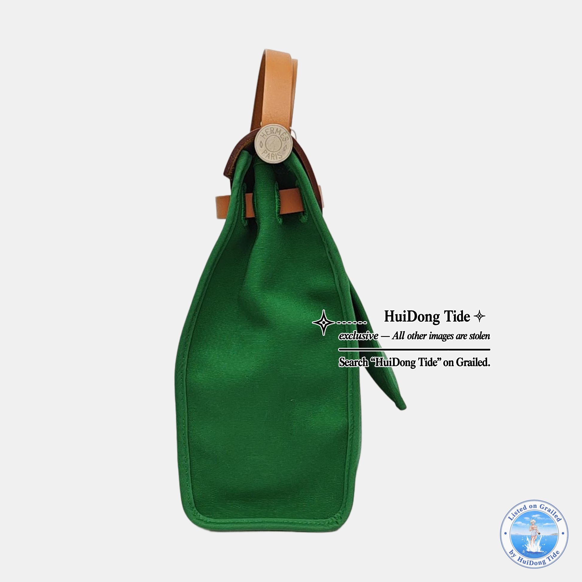 Hermes HERMÈS Bamboo Green Canvas Herbag 31 Size ONE SIZE - 3 Thumbnail