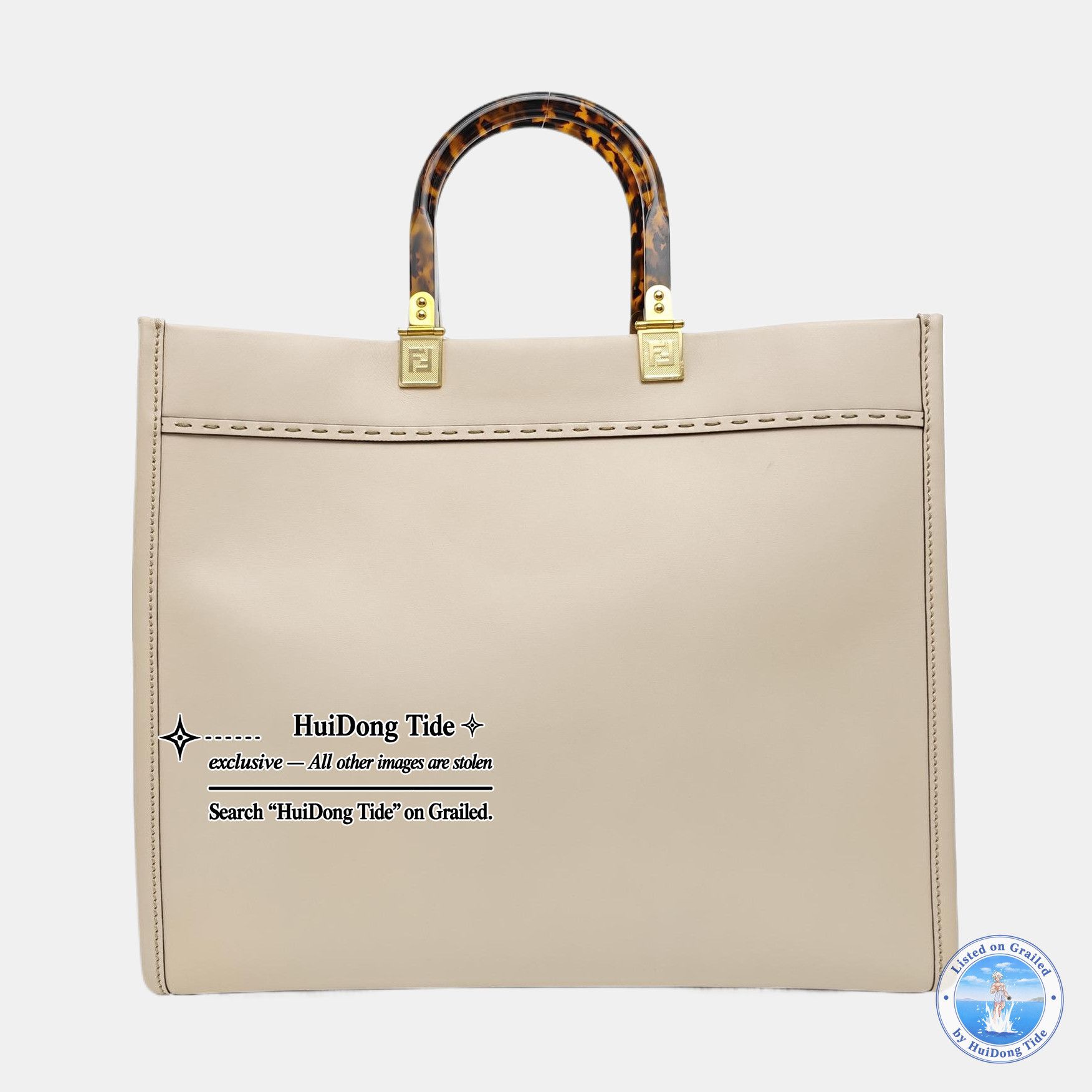 Fendi Fendi Sunshine Medium Leather Tote Bag Beige Size ONE SIZE - 5 Thumbnail
