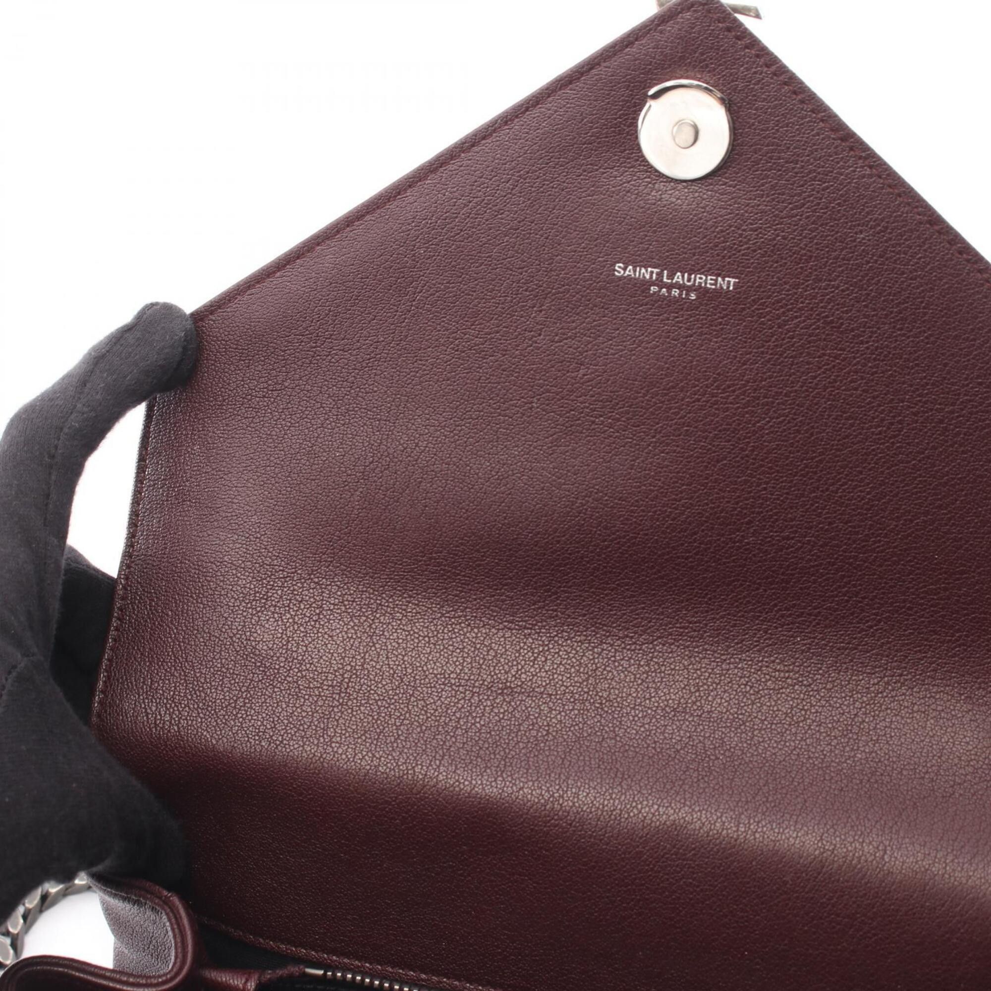 Saint Laurent Paris Yves Saint Laurent Paris College 2-Way Handbag, Leather, Women's, Bordeaux (428056) Size ONE SIZE - 5 Thumbnail