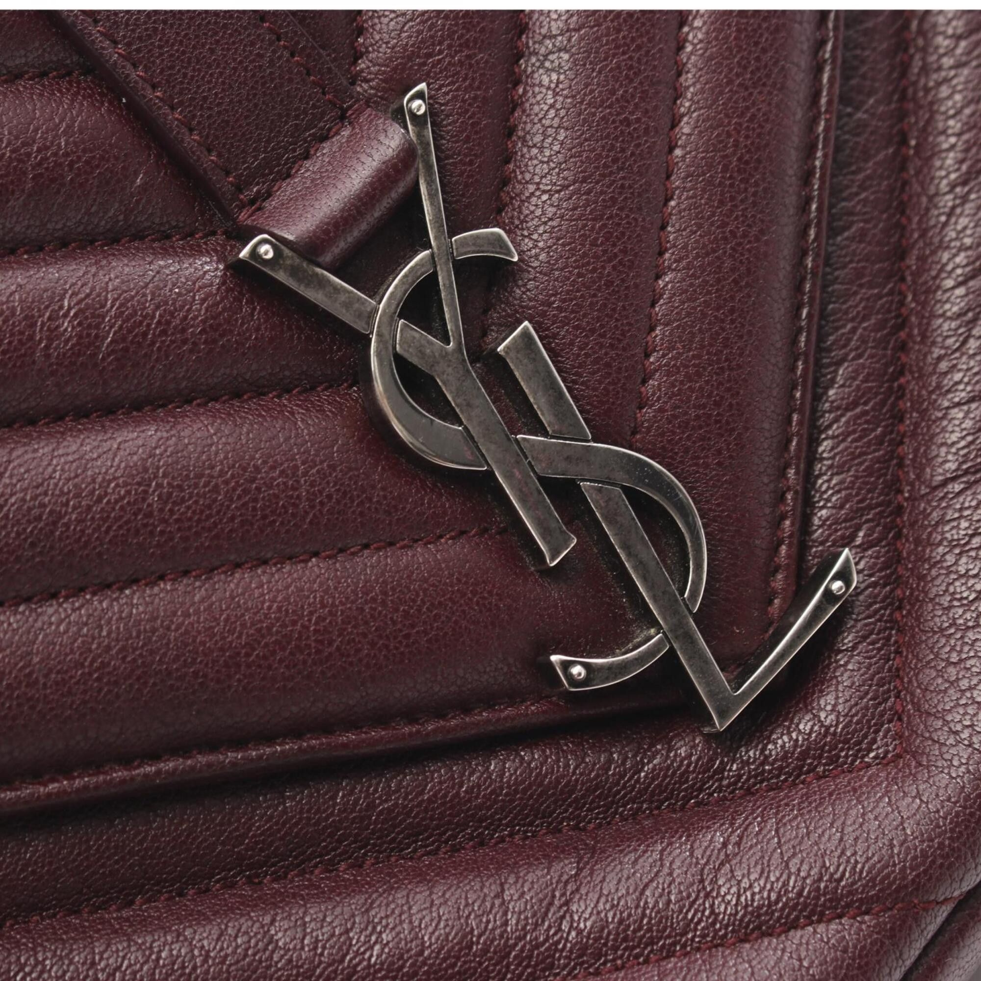 Saint Laurent Paris Yves Saint Laurent Paris College 2-Way Handbag, Leather, Women's, Bordeaux (428056) Size ONE SIZE - 9 Thumbnail