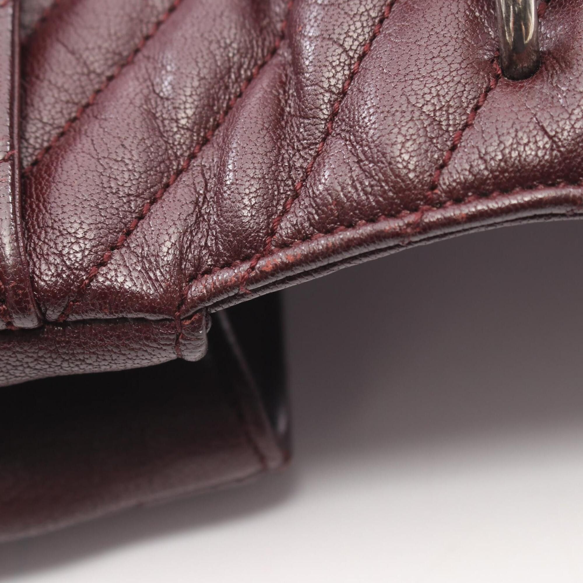 Saint Laurent Paris Yves Saint Laurent Paris College 2-Way Handbag, Leather, Women's, Bordeaux (428056) Size ONE SIZE - 7 Thumbnail