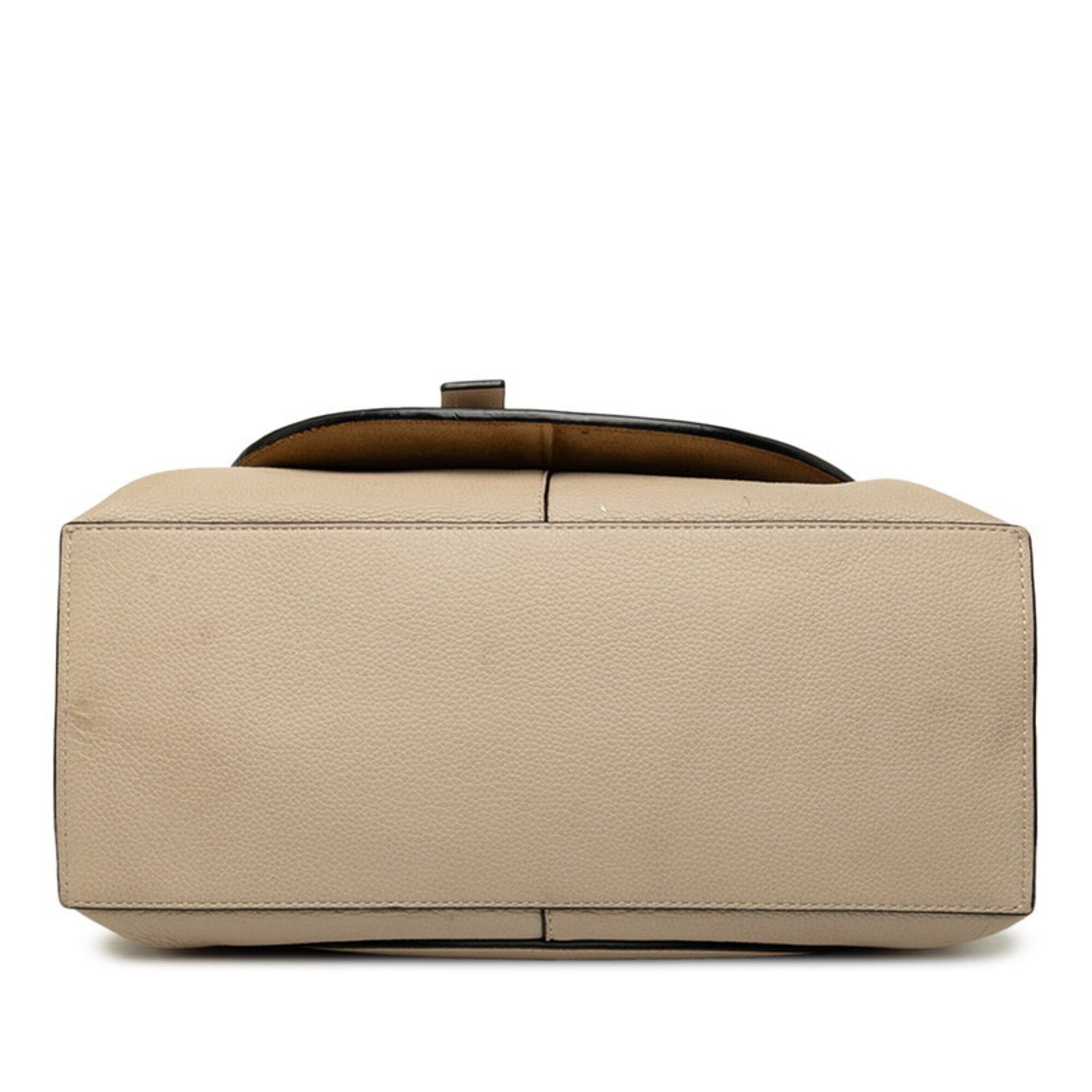 Loewe Loewe Anagram Gate Handbag Shoulder Bag 2-Way Beige Leather Women's LOEWE Size ONE SIZE - 3 Thumbnail