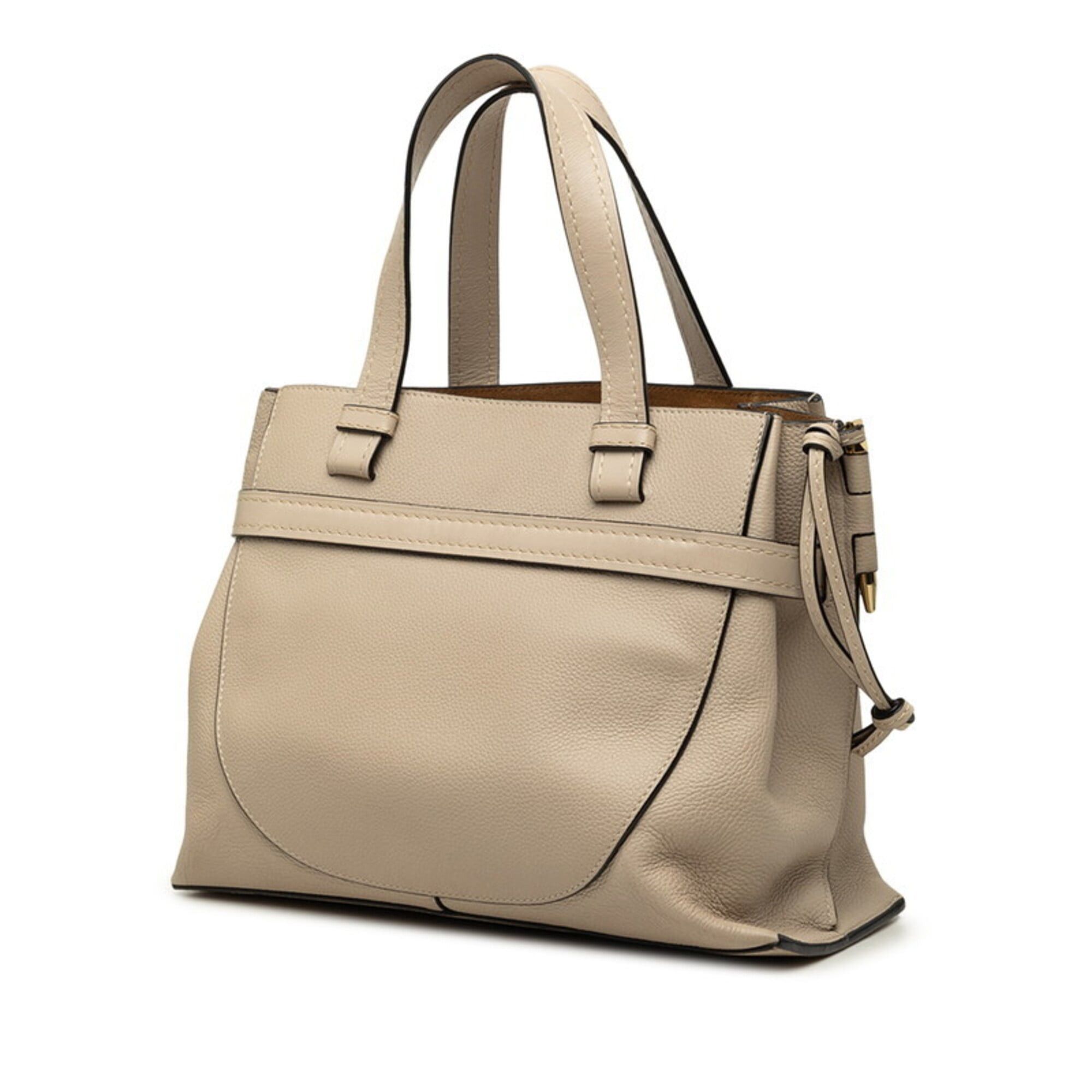 Loewe Loewe Anagram Gate Handbag Shoulder Bag 2-Way Beige Leather Women's LOEWE Size ONE SIZE - 2 Thumbnail
