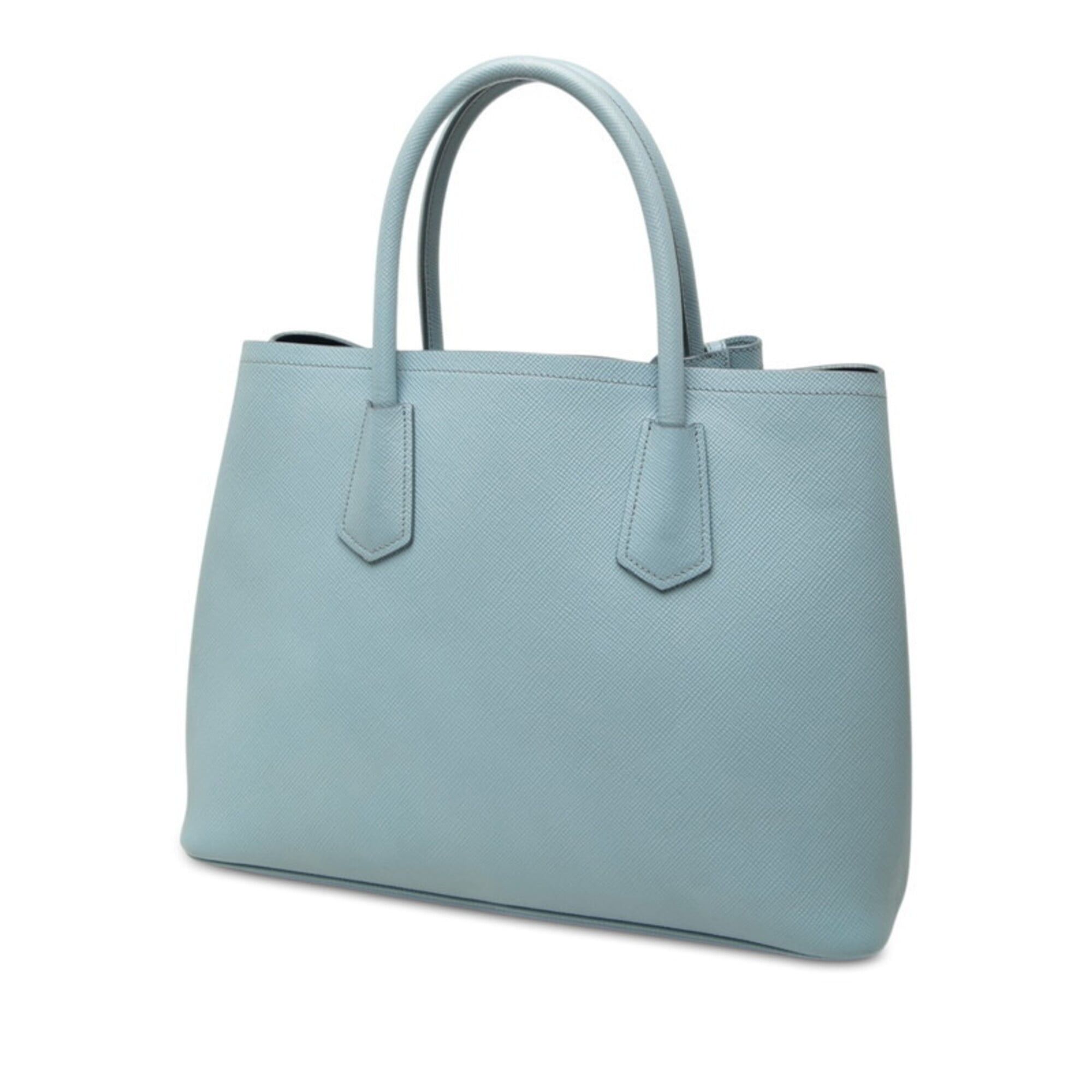 Prada Prada Triangle Logo Plate Double Handbag Shoulder Bag 2-Way Light Blue Saffiano Leather Women's PRADA Size ONE SIZE - 2 Thumbnail