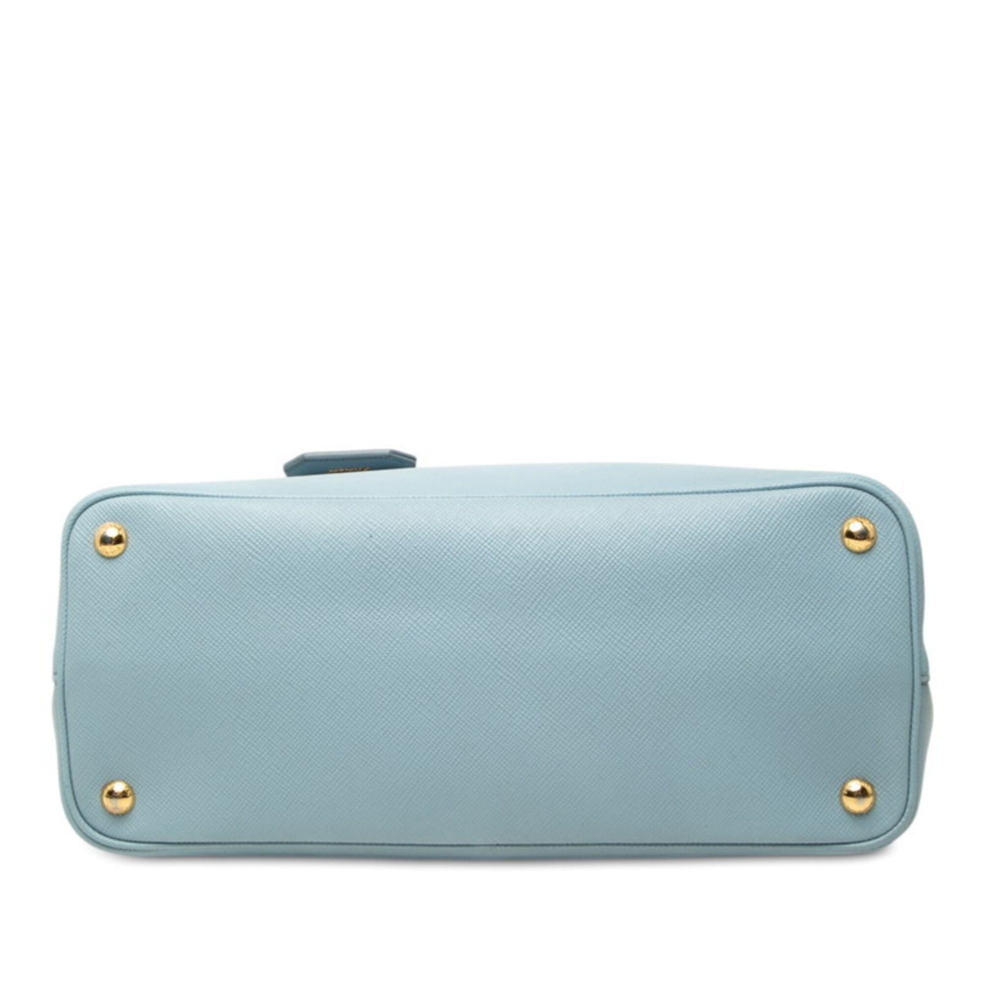 Prada Prada Triangle Logo Plate Double Handbag Shoulder Bag 2-Way Light Blue Saffiano Leather Women's PRADA Size ONE SIZE - 3 Thumbnail