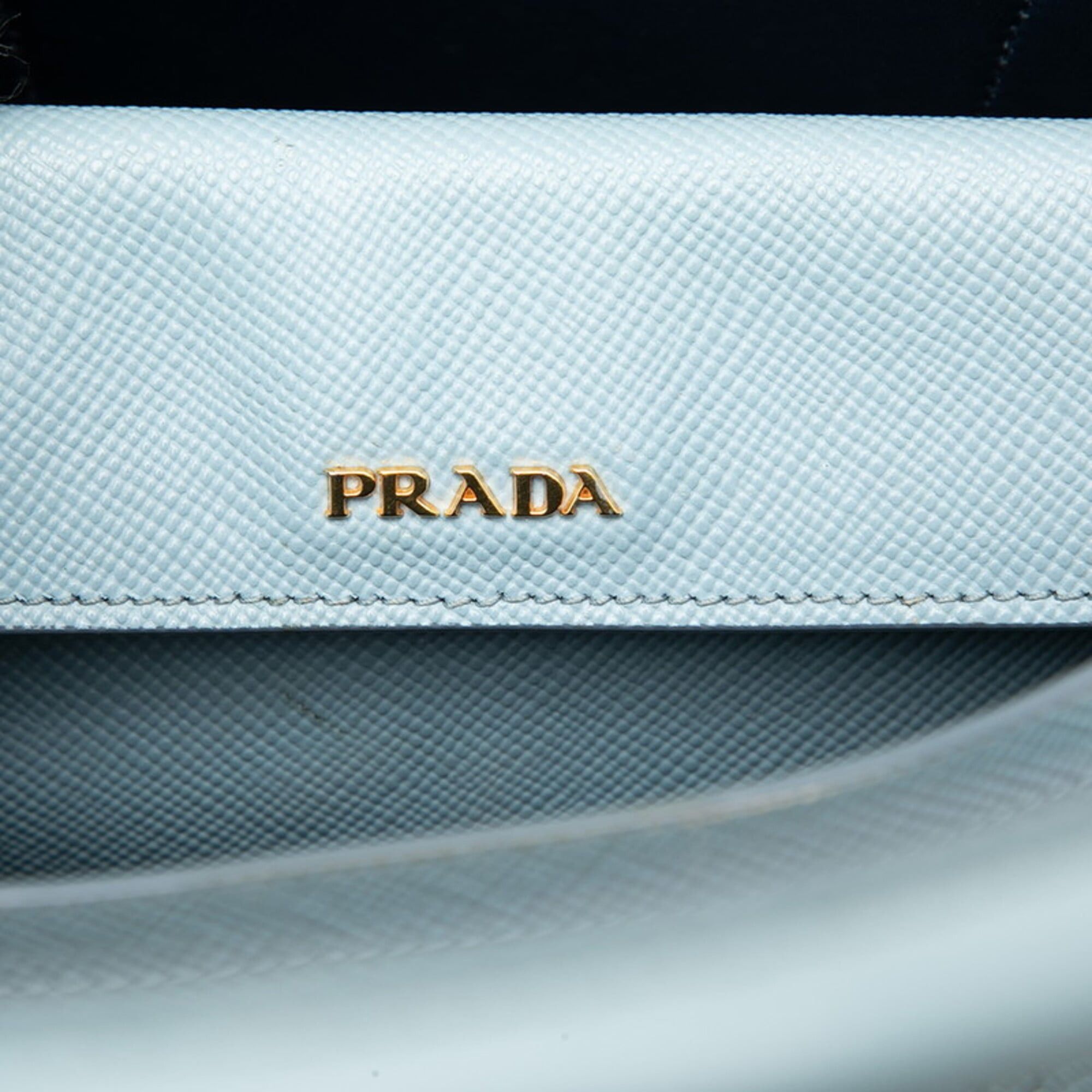 Prada Prada Triangle Logo Plate Double Handbag Shoulder Bag 2-Way Light Blue Saffiano Leather Women's PRADA Size ONE SIZE - 5 Thumbnail