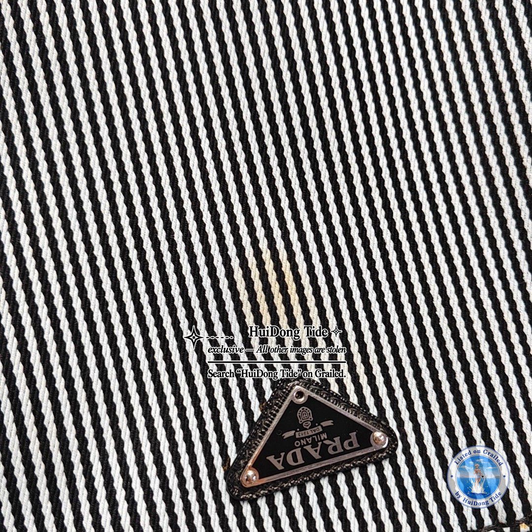 Prada Prada Striped Canvas Logo Tote Bag Size ONE SIZE - 11 Thumbnail