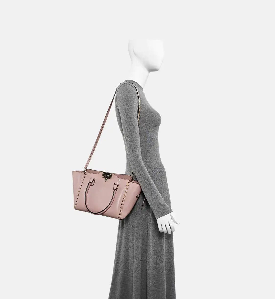 Valentino VALENTINO Rockstud light pinkcowhide leather stud shoulder bag handbag crossbody Size ONE SIZE - 2 Thumbnail