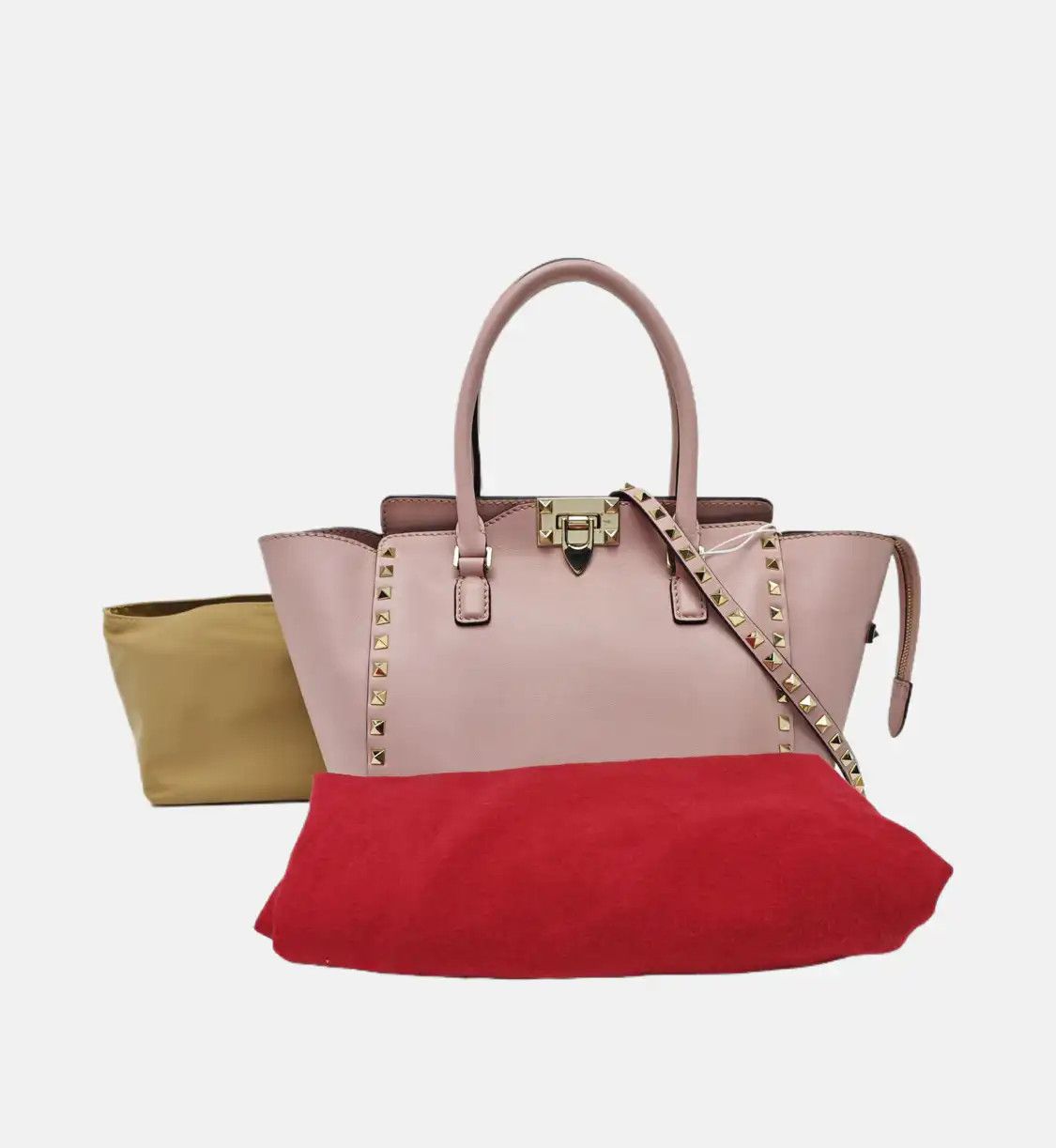 Valentino VALENTINO Rockstud light pinkcowhide leather stud shoulder bag handbag crossbody Size ONE SIZE - 8 Thumbnail