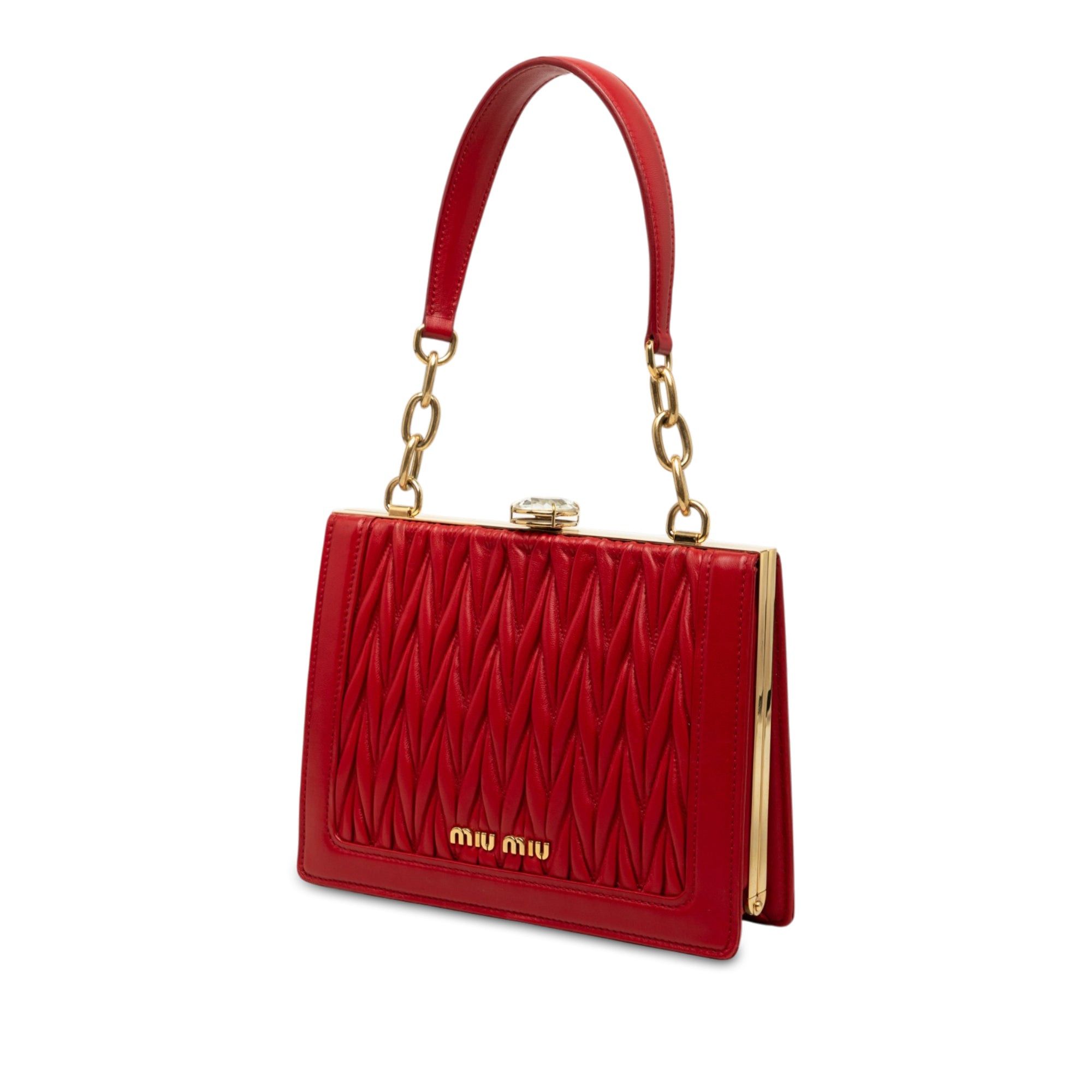 Miu Miu Matelasse Lambskin Kiss Lock Solitaire Satchel Size ONE SIZE - 2 Thumbnail