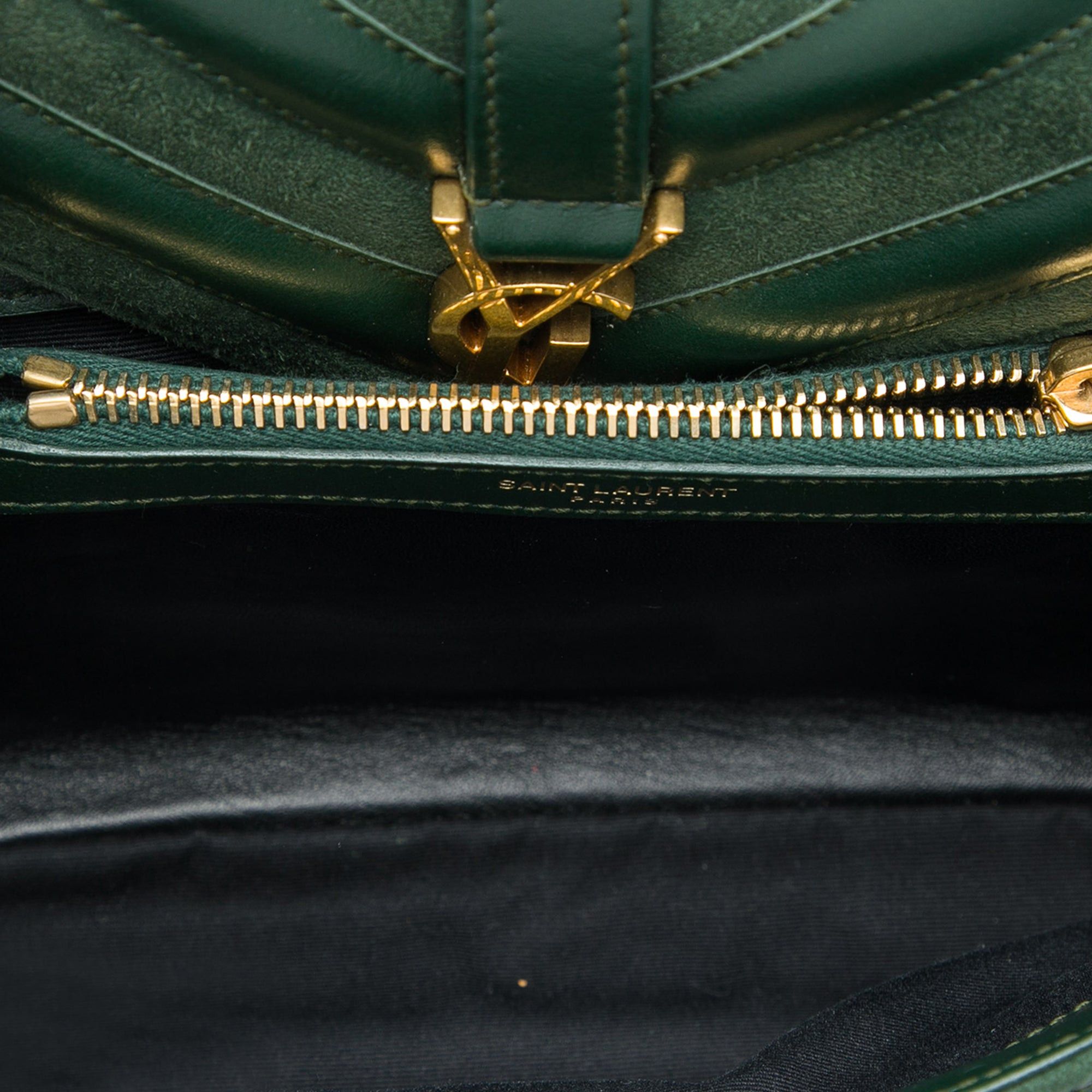 Saint Laurent Paris Chevron Calfskin and Suede Monogram College Satchel Size ONE SIZE - 4 Thumbnail