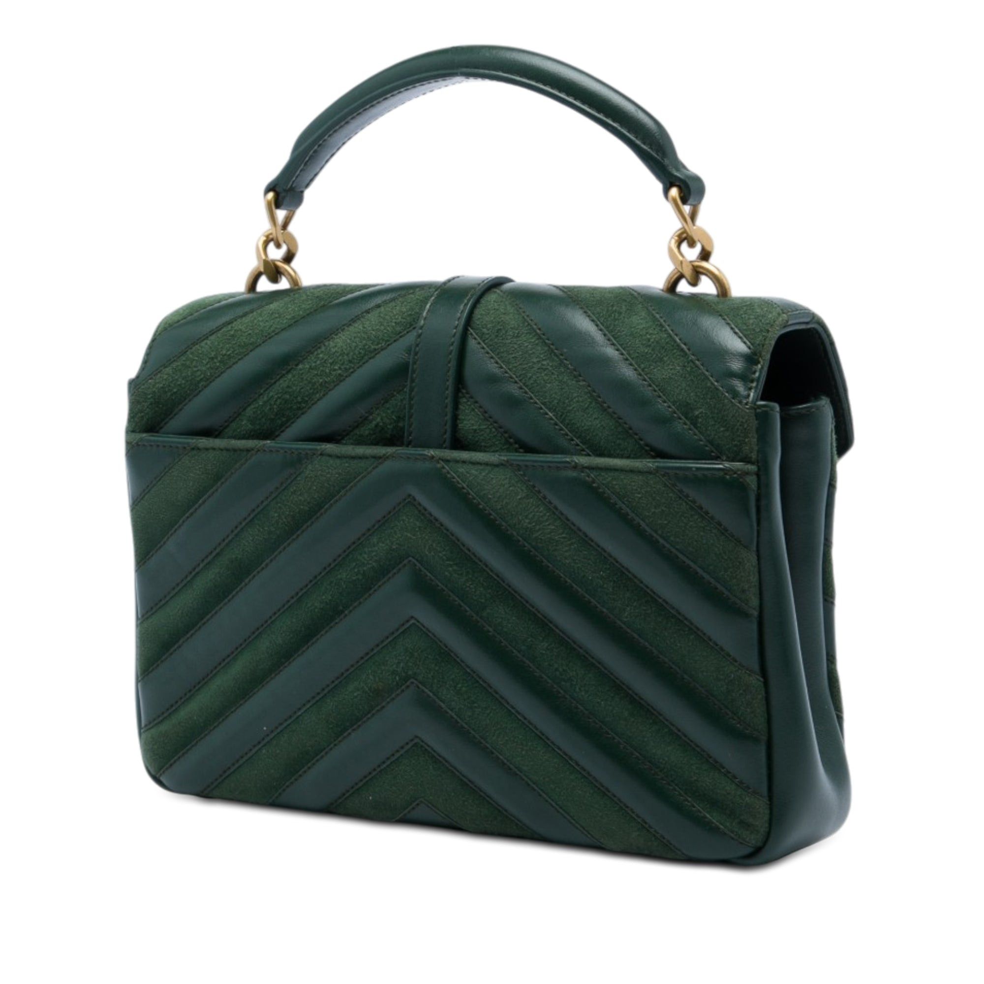 Saint Laurent Paris Chevron Calfskin and Suede Monogram College Satchel Size ONE SIZE - 2 Thumbnail