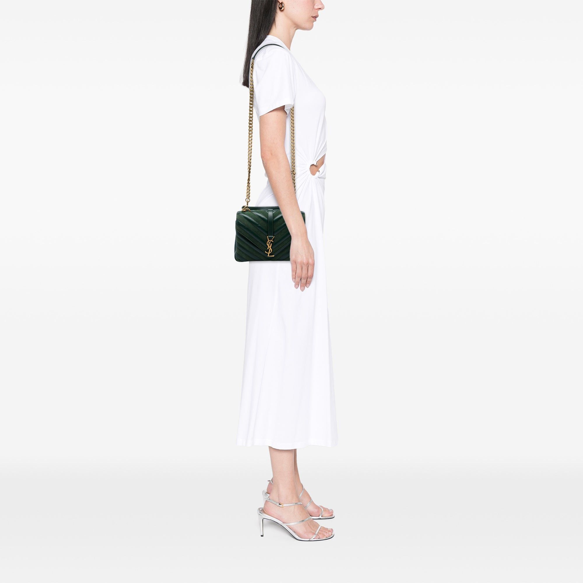 Saint Laurent Paris Chevron Calfskin and Suede Monogram College Satchel Size ONE SIZE - 6 Thumbnail