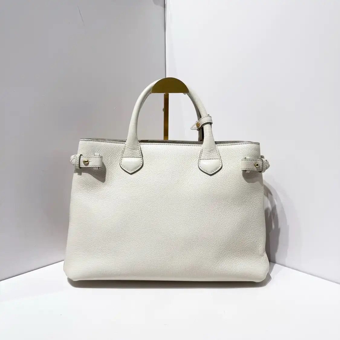 Burberry BURBERRY The Banner Medium white cowhide leather handbag detachable strap Size ONE SIZE - 3 Thumbnail