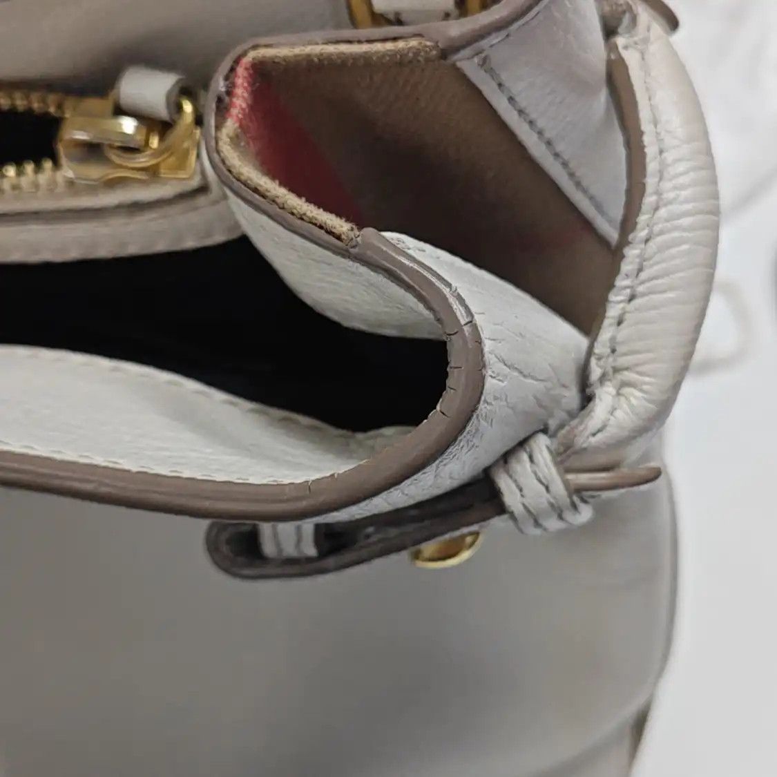 Burberry BURBERRY The Banner Medium white cowhide leather handbag detachable strap Size ONE SIZE - 17 Thumbnail